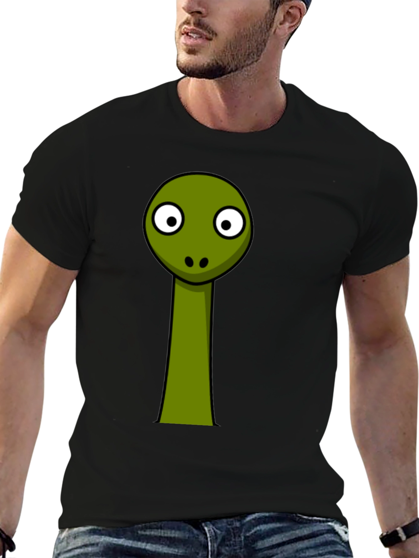 Cartoon Dinosaur Graphic Black Tee Shirt