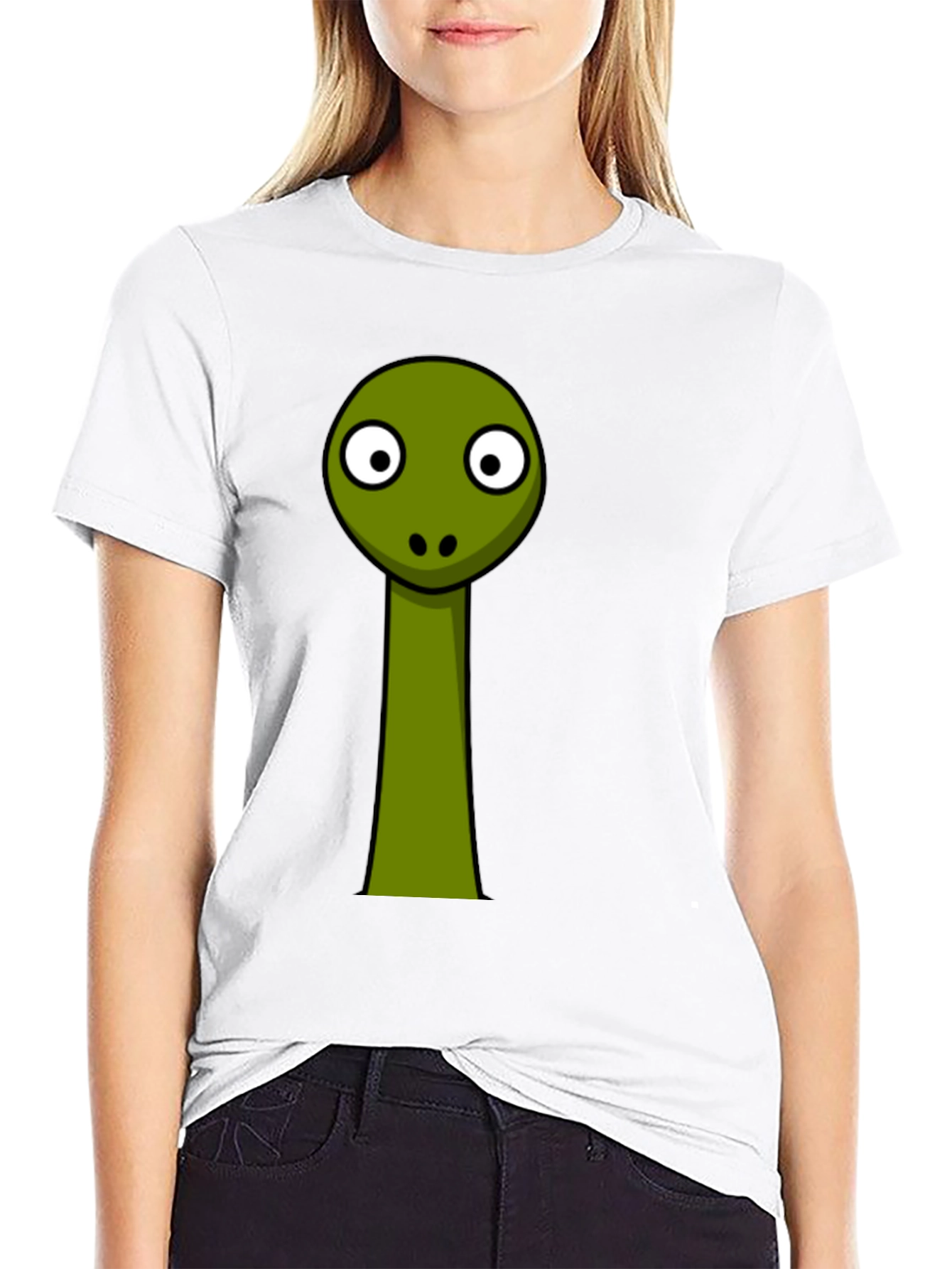 Cartoon Dinosaur Graphic Black Tee Shirt