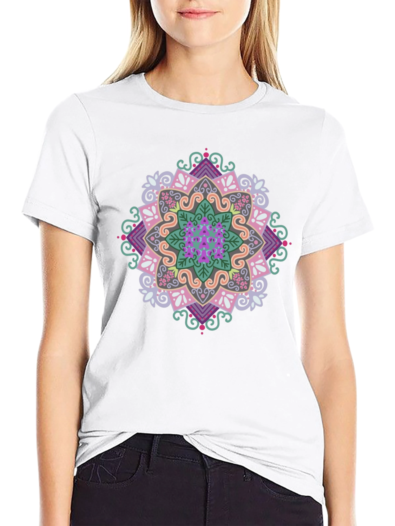 Mandala Graphic Print Black T-Shirt
