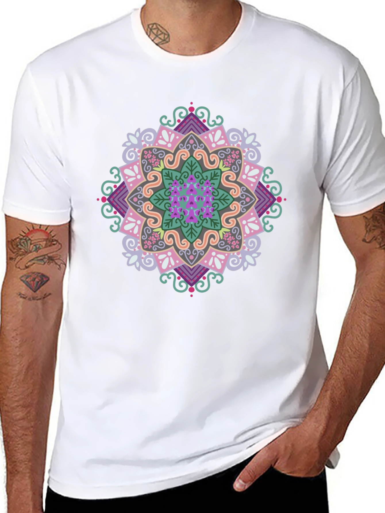 Mandala Graphic Print Black T-Shirt