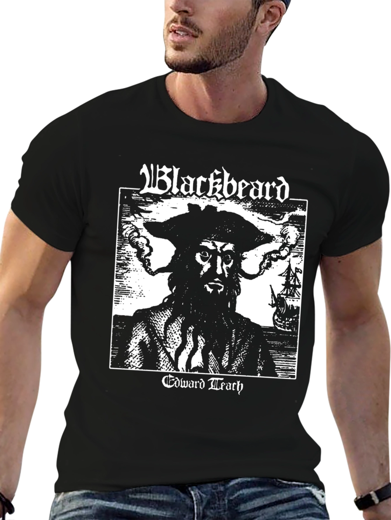Blackbeard Edward Teach T-Shirt Pirate Graphic Tee