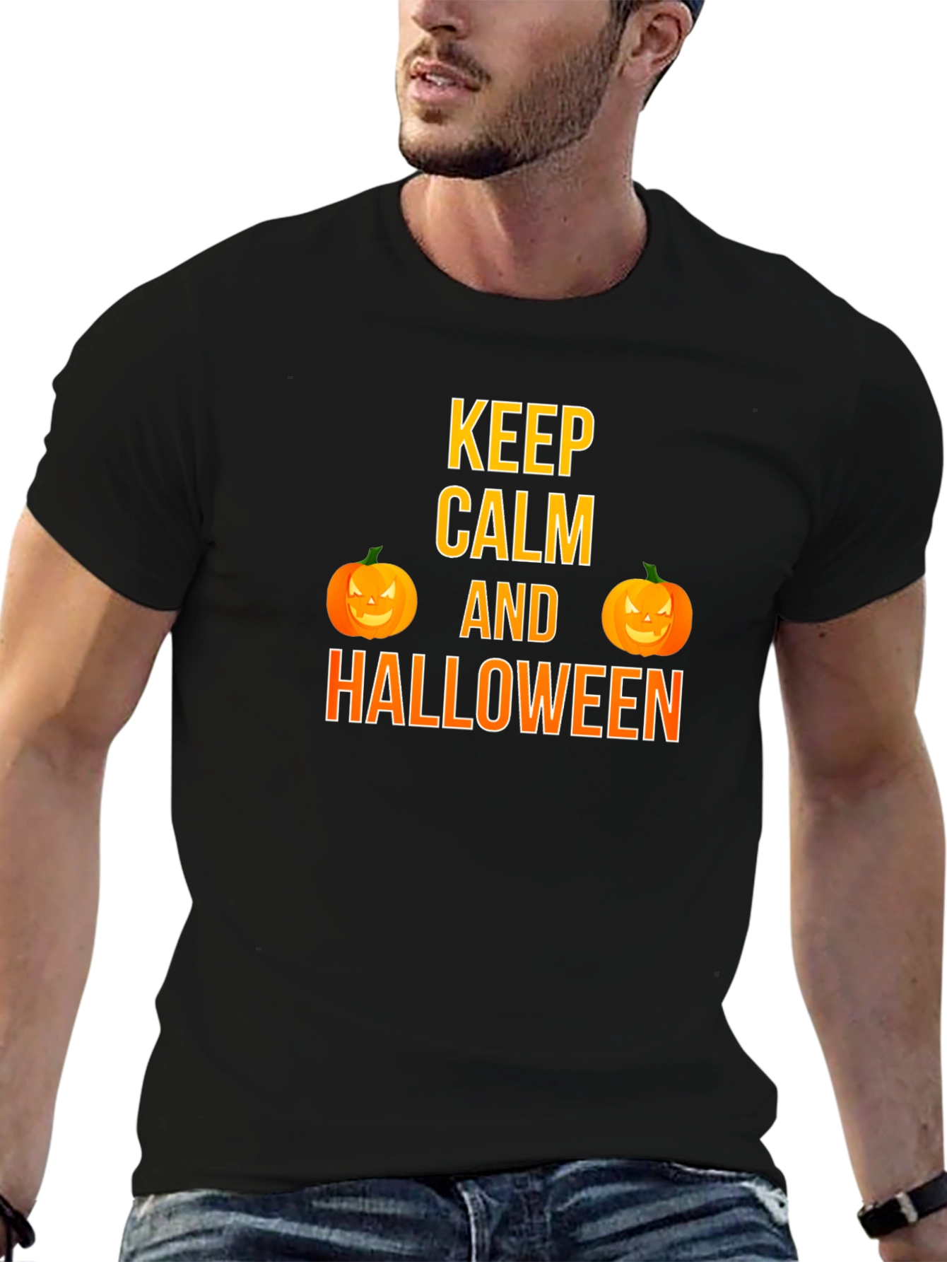 Keep Calm Halloween T-Shirt Pumpkin Graphic Tee