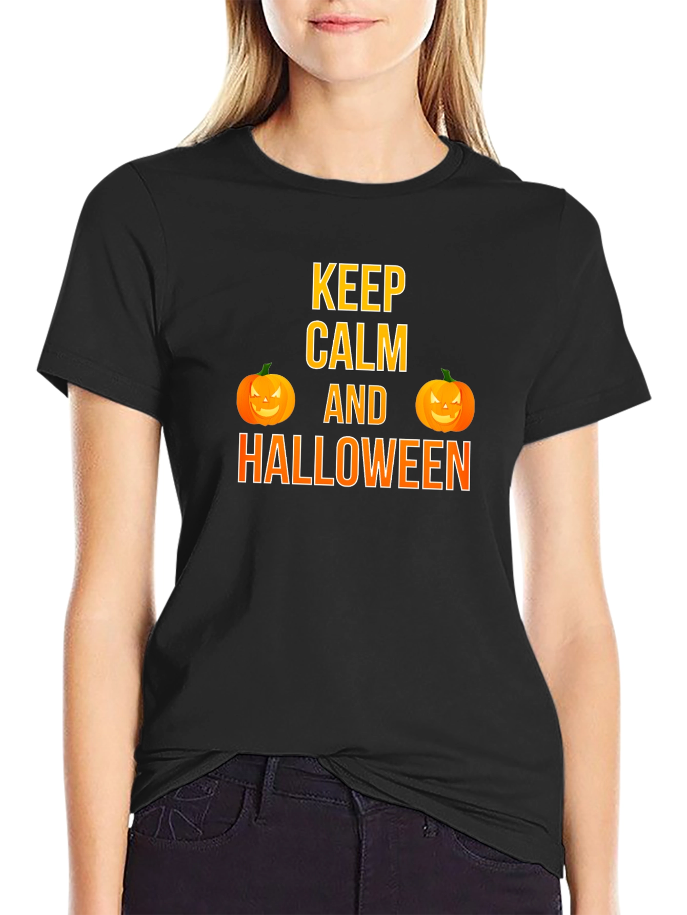 Keep Calm Halloween T-Shirt Pumpkin Graphic Tee