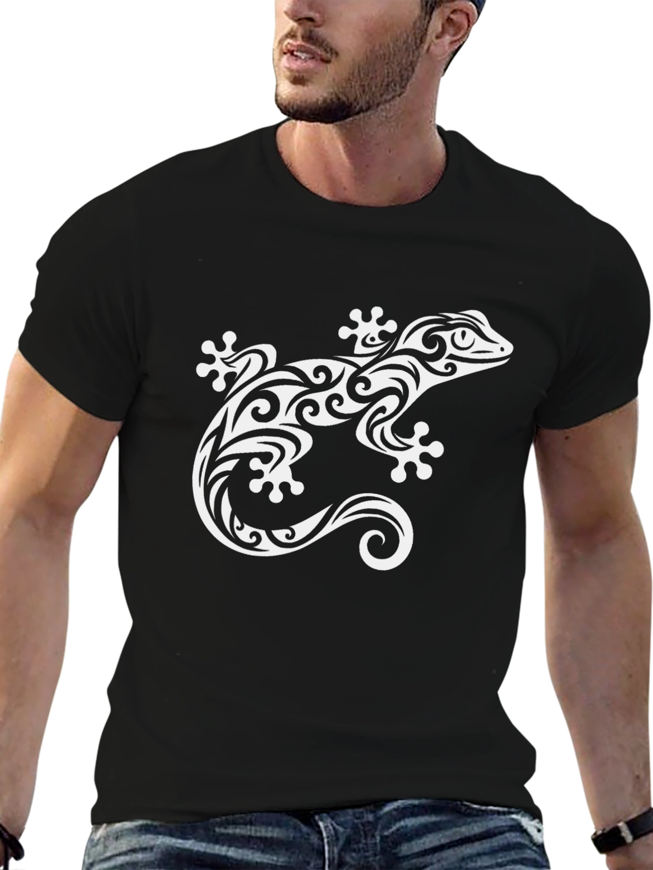 Tribal Gecko Black T-Shirt