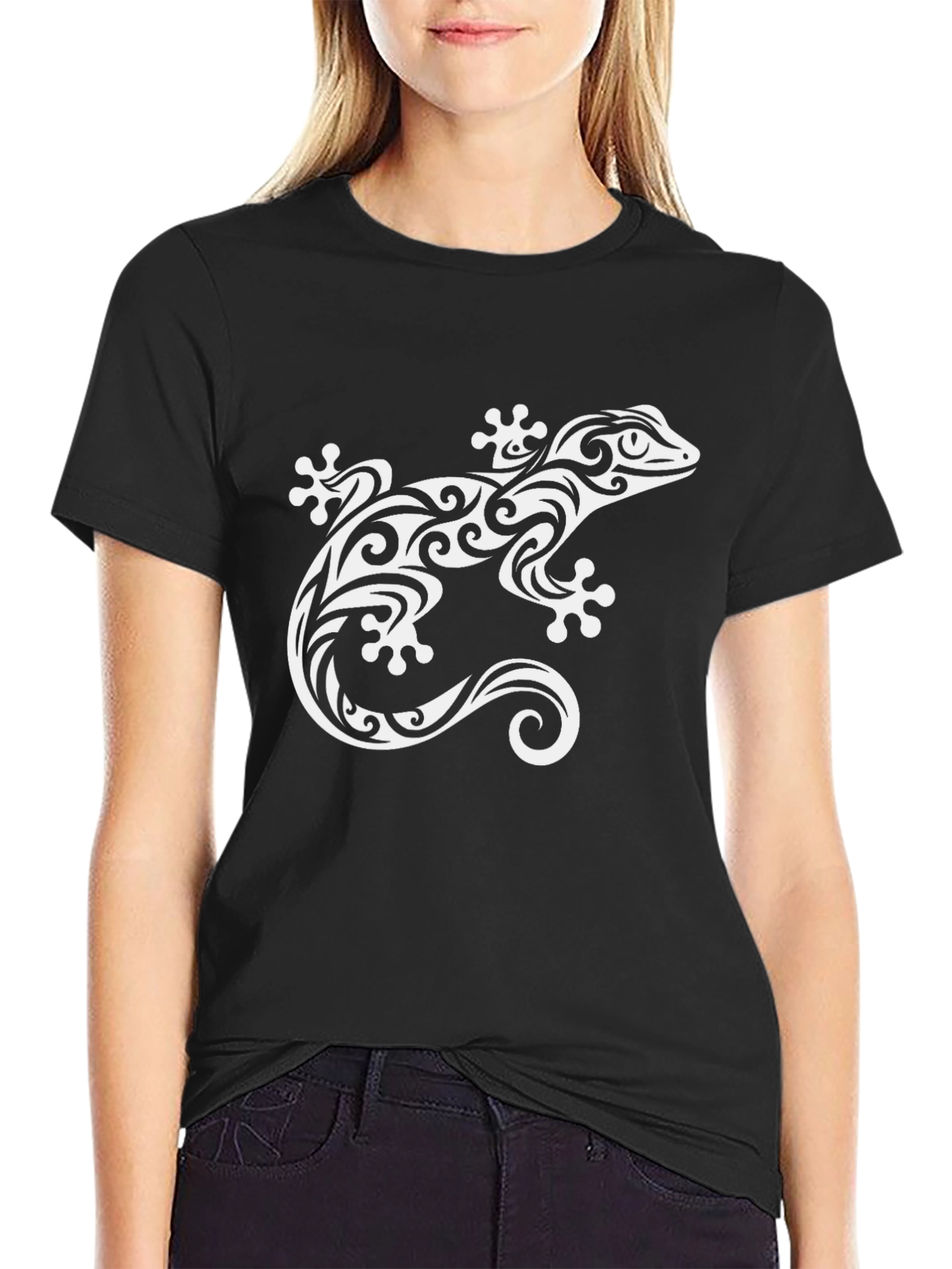 Tribal Gecko Black T-Shirt