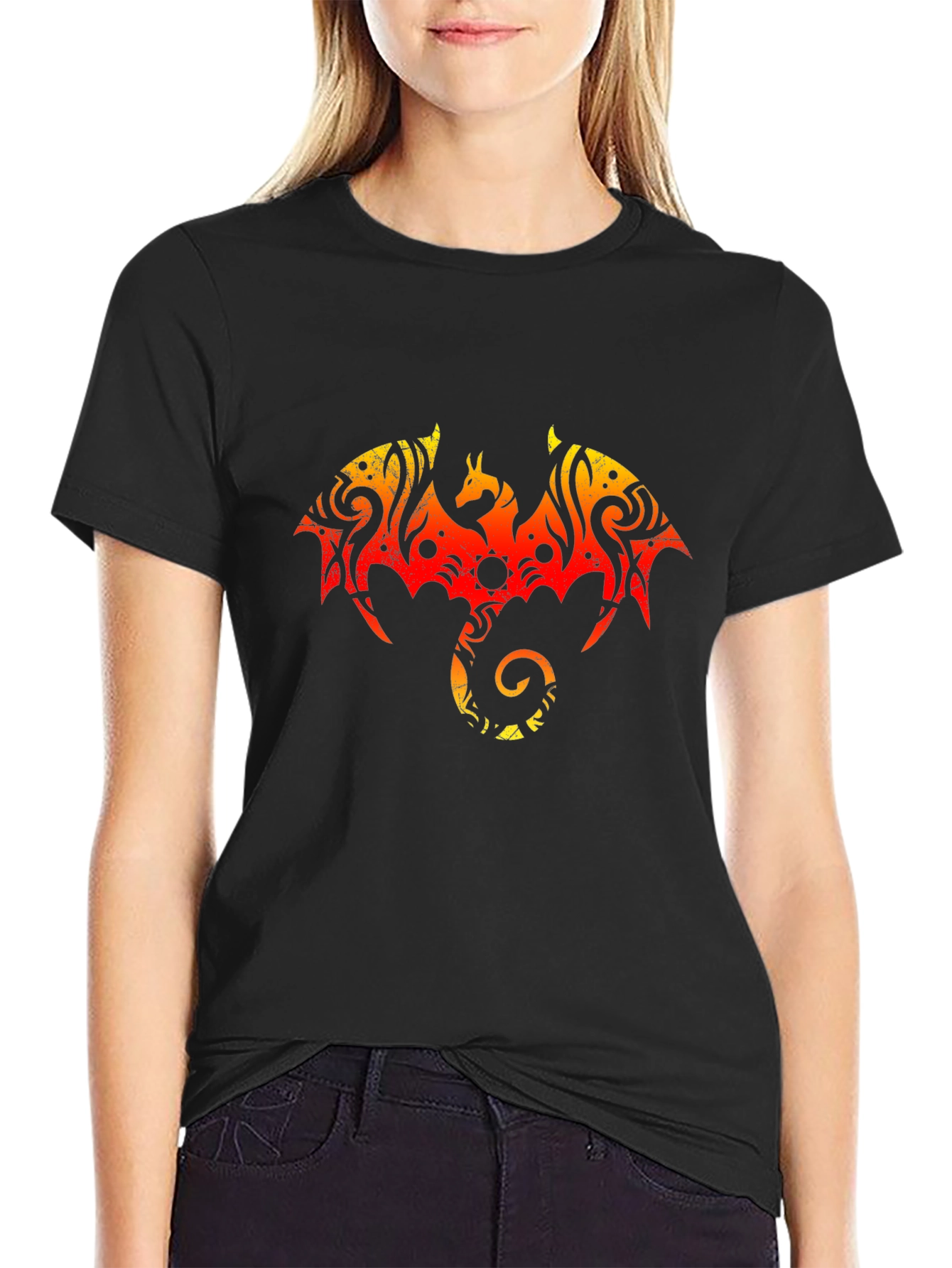 Fiery Dragon Graphic Tee - Black
