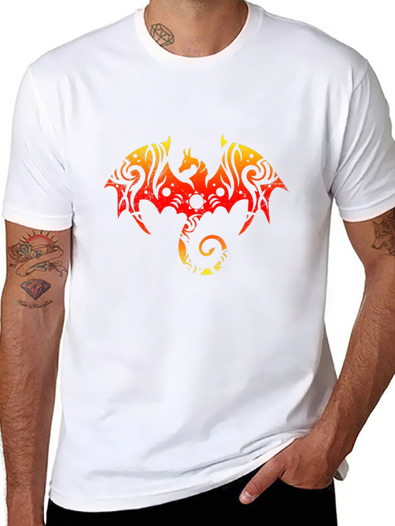 Fiery Dragon Graphic Tee - Black