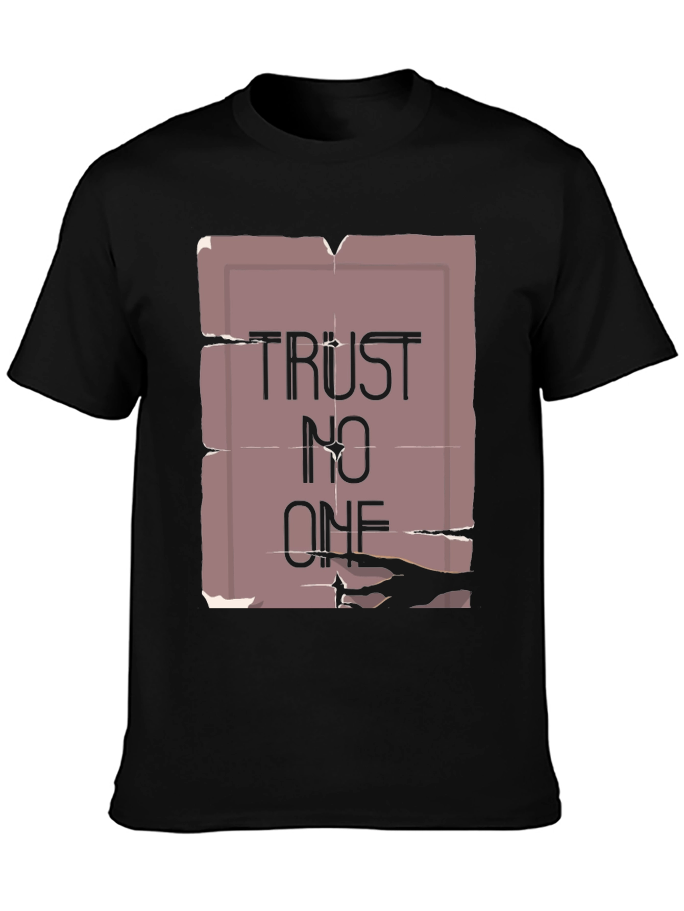 Trust No One Graphic Tee - Black Cotton Blend