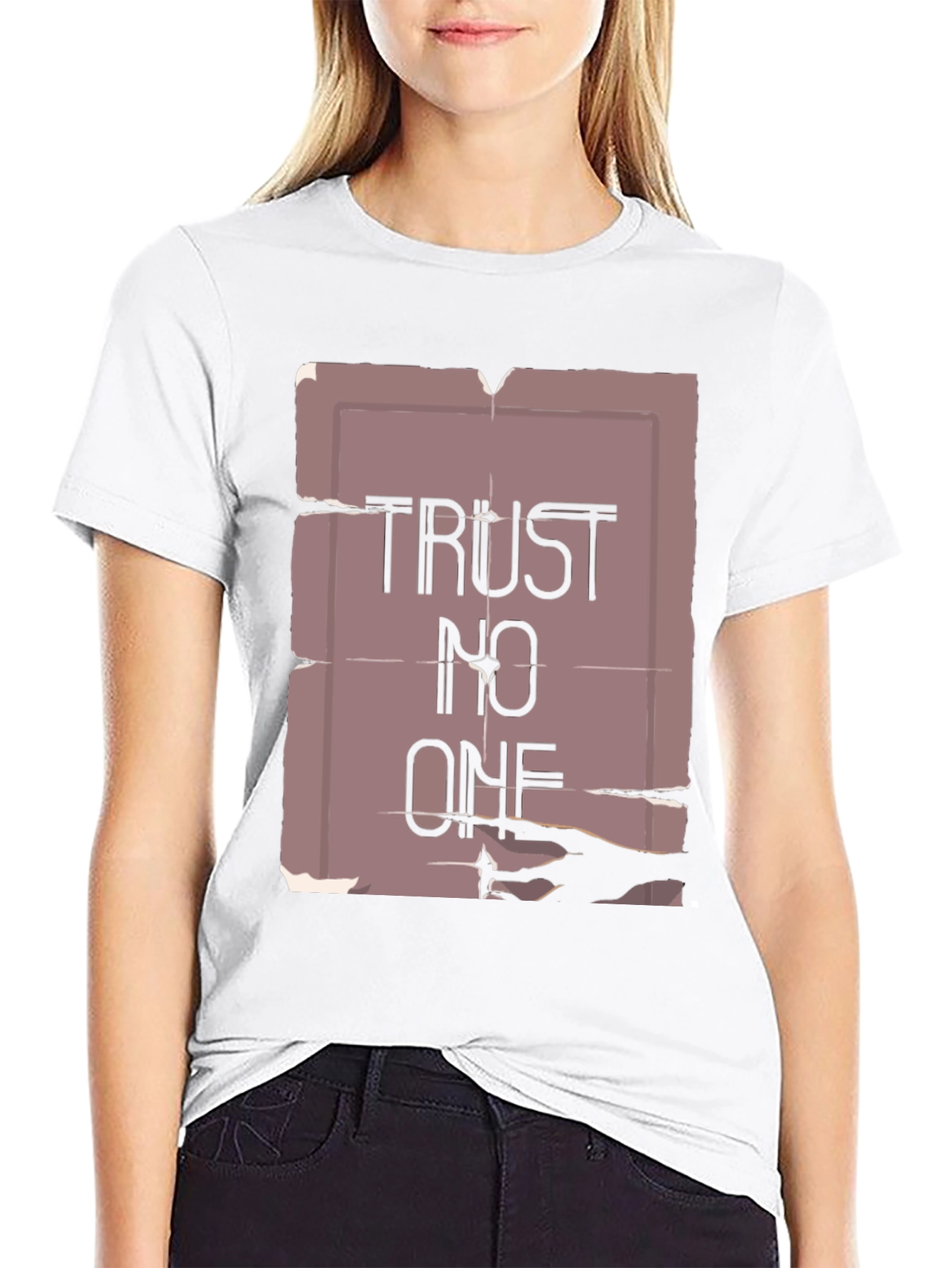 Trust No One Graphic Tee - Black Cotton Blend