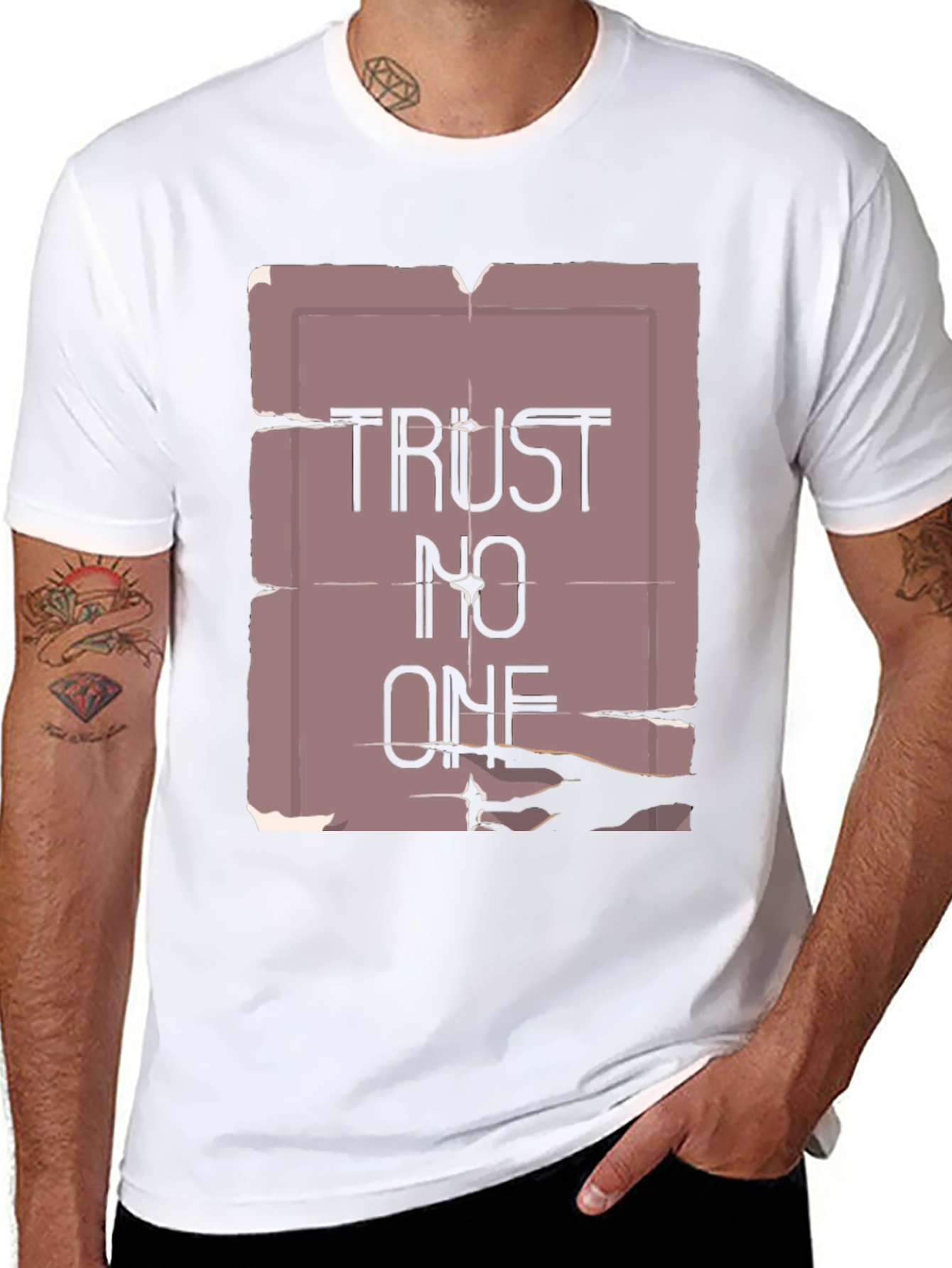 Trust No One Graphic Tee - Black Cotton Blend