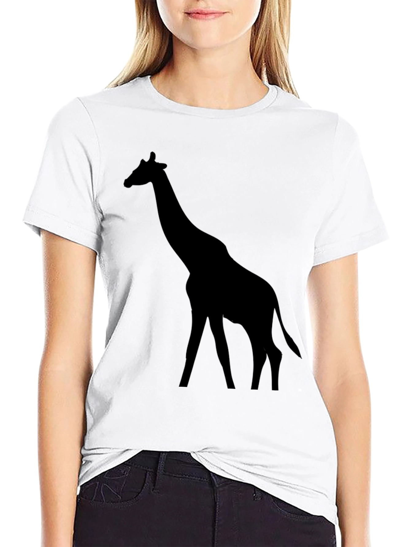 Black Giraffe Silhouette Graphic Tee