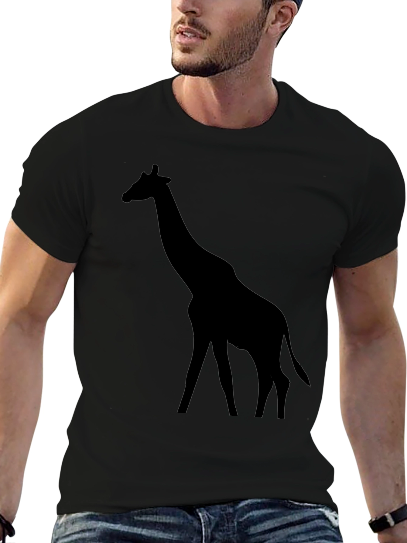 Black Giraffe Silhouette Graphic Tee