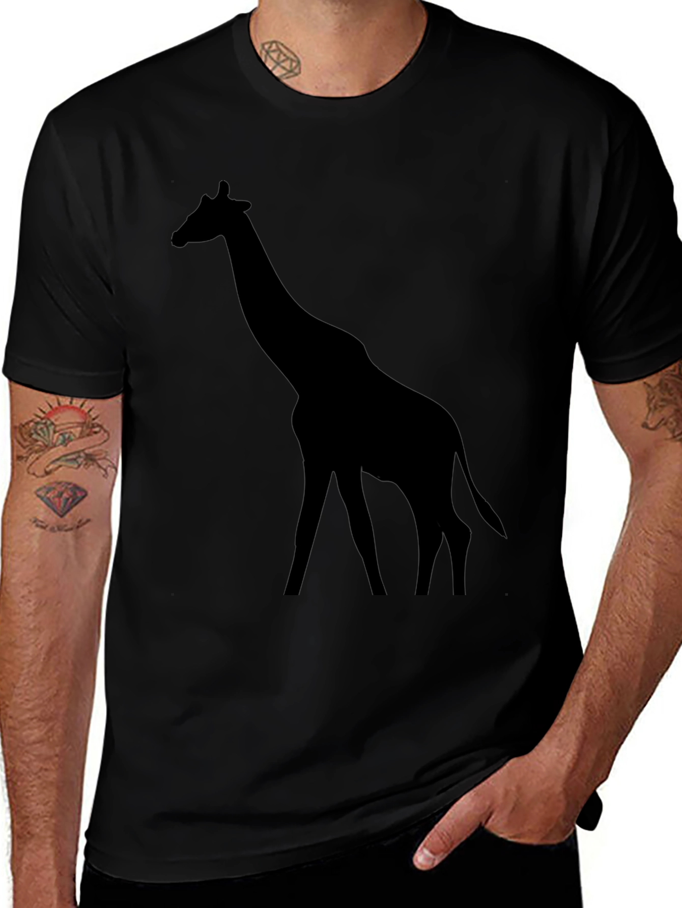 Black Giraffe Silhouette Graphic Tee