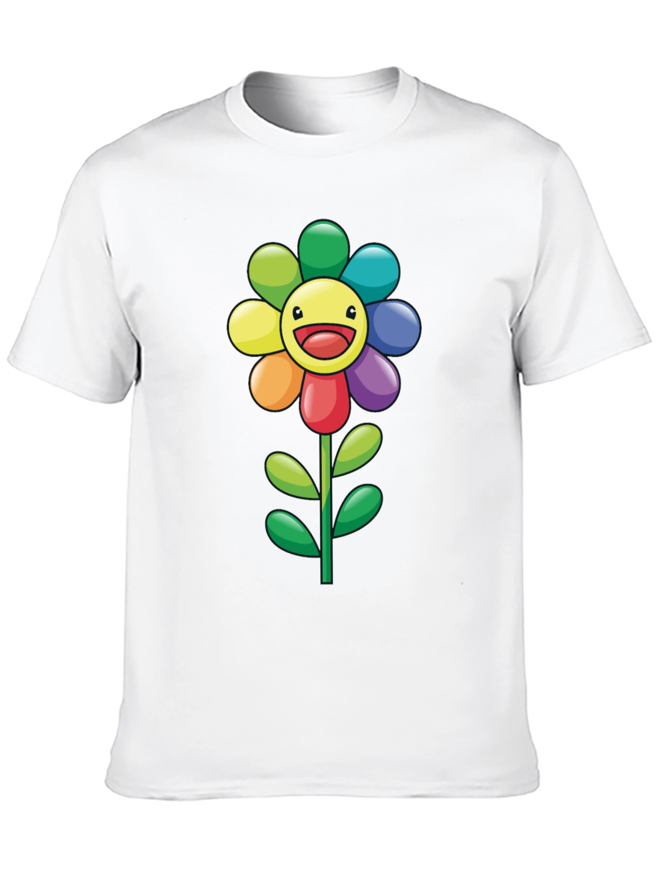 Rainbow Flower Graphic Tee - Black T-Shirt