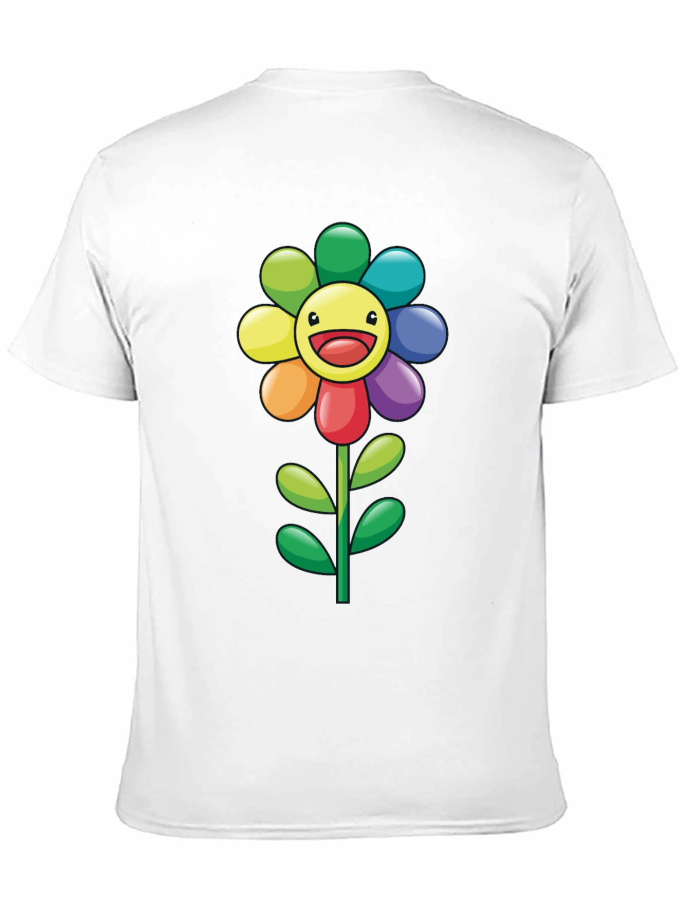 Rainbow Flower Graphic Tee - Black T-Shirt