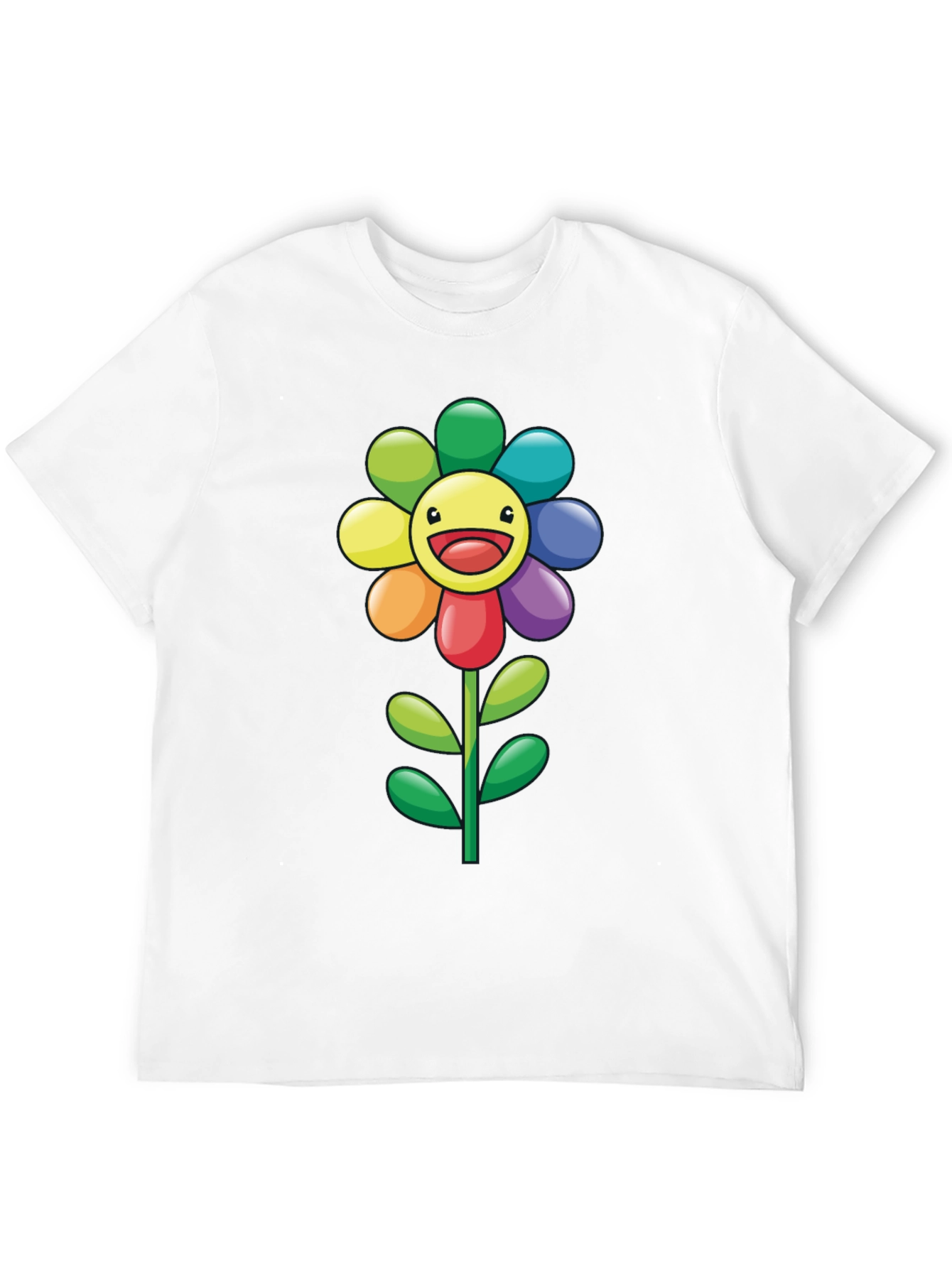 Rainbow Flower Graphic Tee - Black T-Shirt