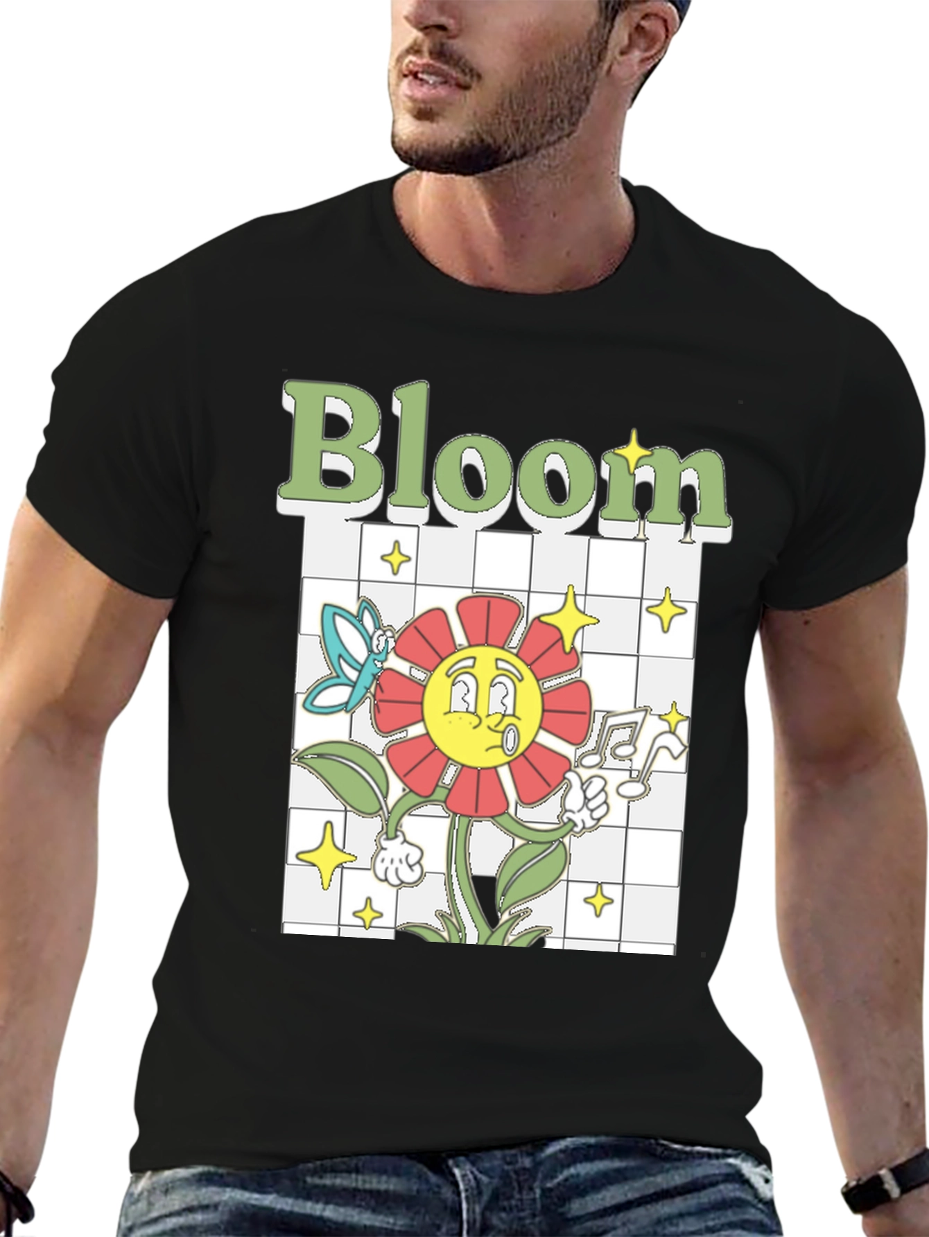 Bloom Graphic Tee - Retro Cartoon Flower T-Shirt
