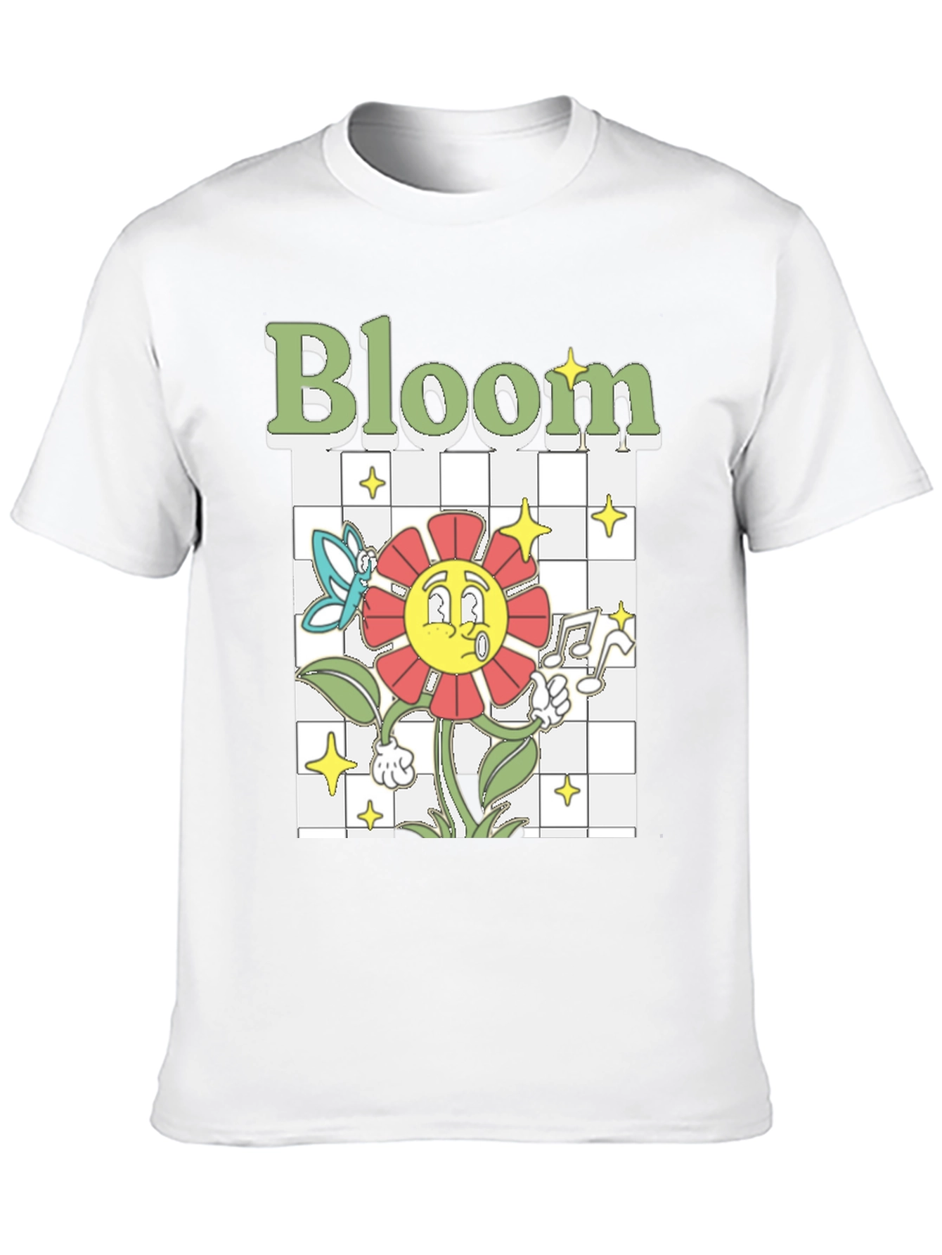 Bloom Graphic Tee - Retro Cartoon Flower T-Shirt