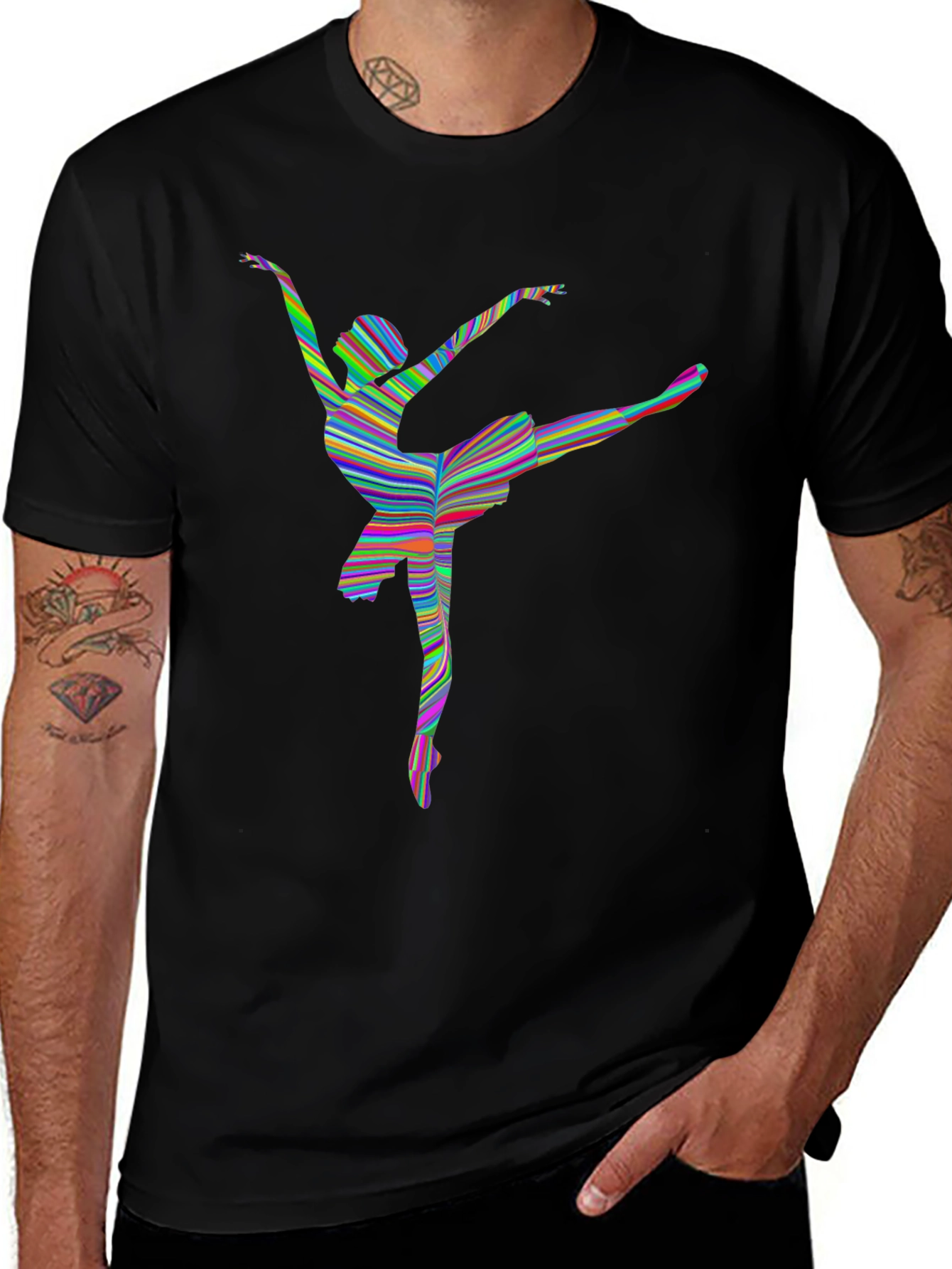 Stripped Ballerina Graphic T-Shirt