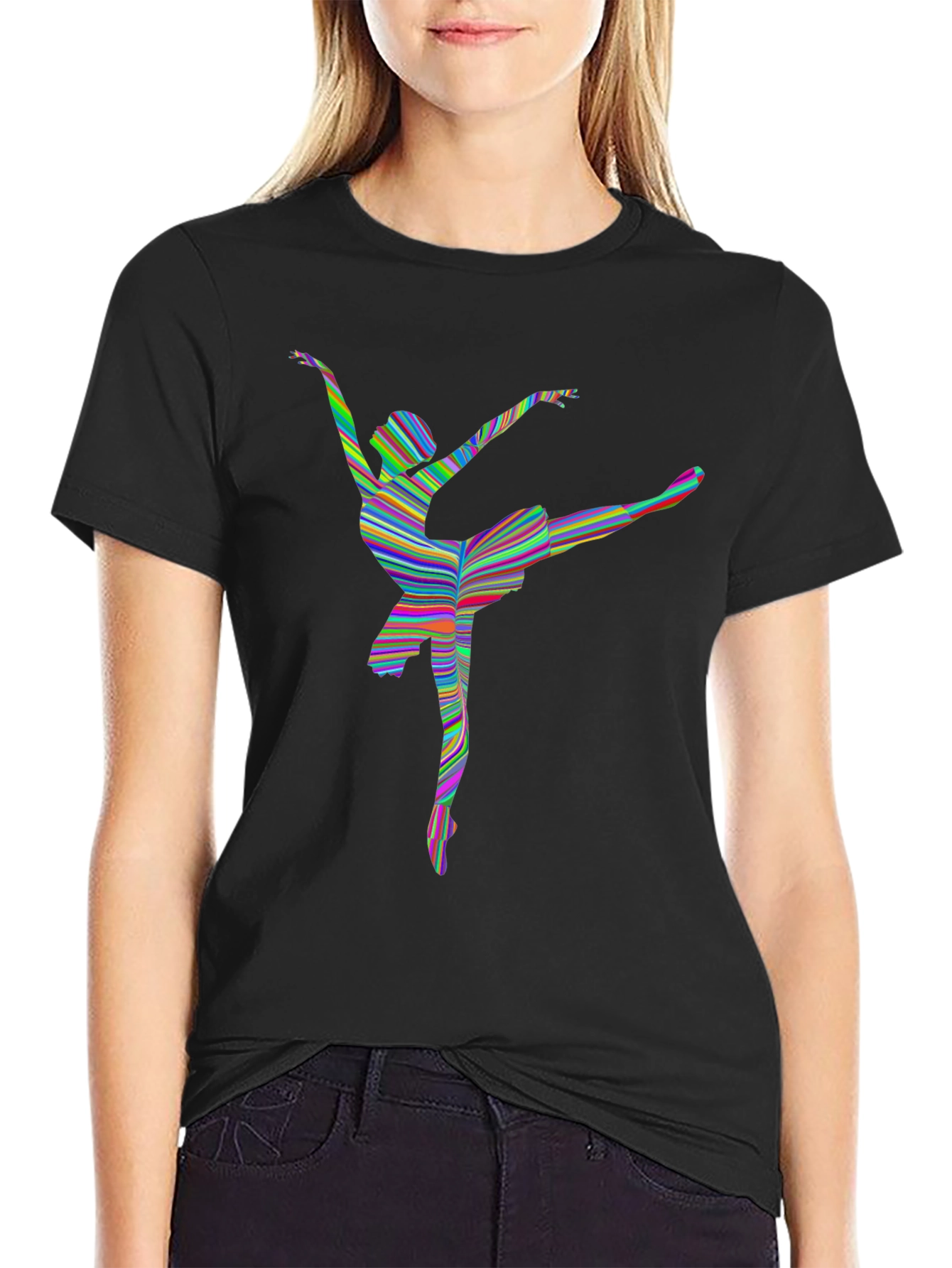 Stripped Ballerina Graphic T-Shirt