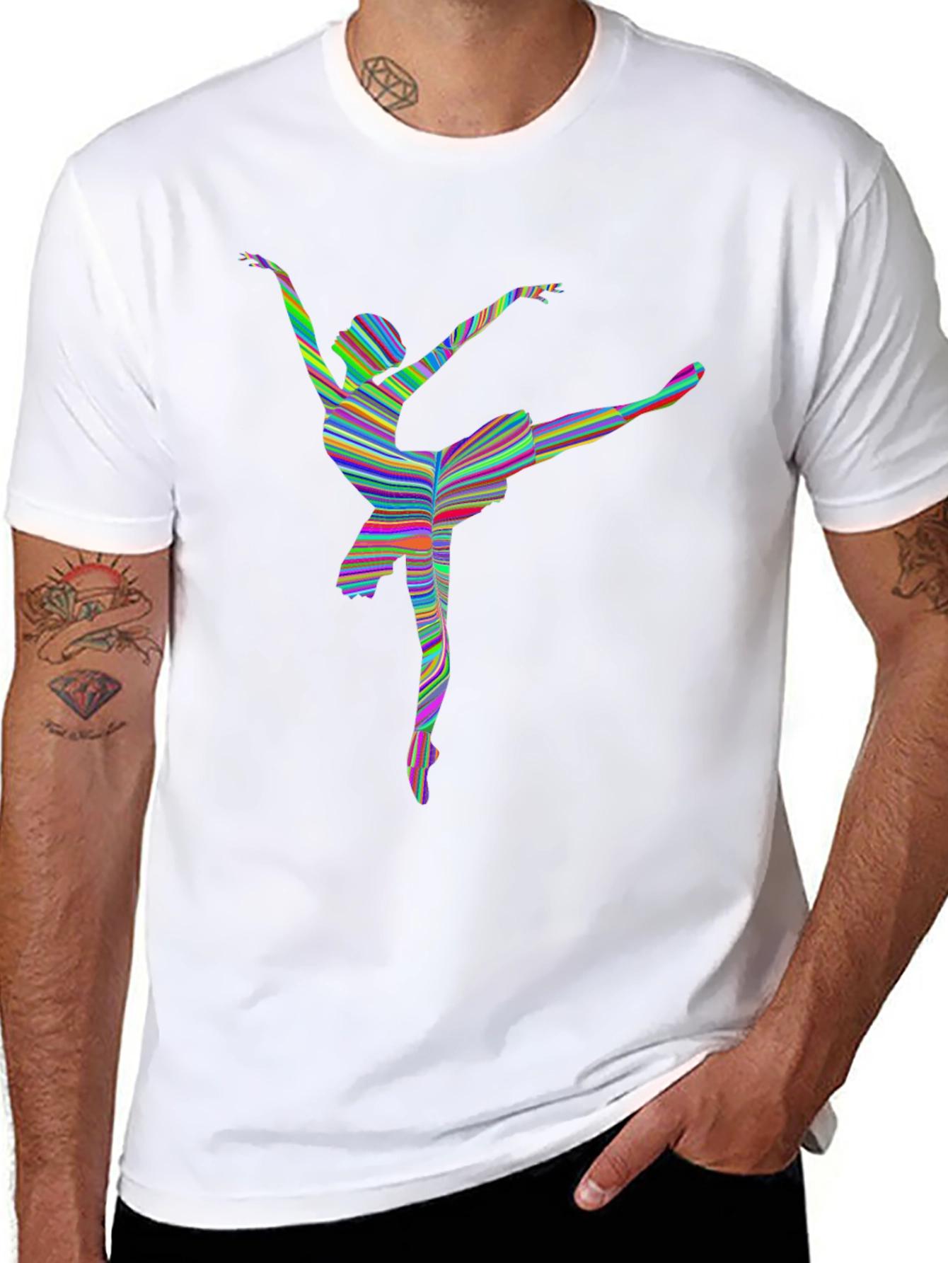Stripped Ballerina Graphic T-Shirt