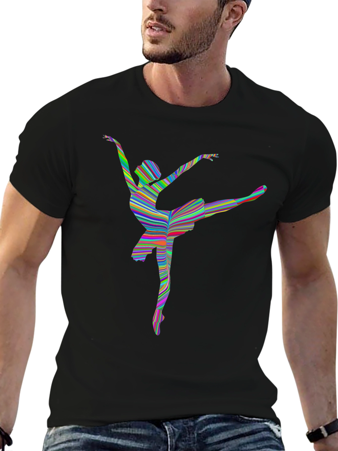Stripped Ballerina Graphic T-Shirt