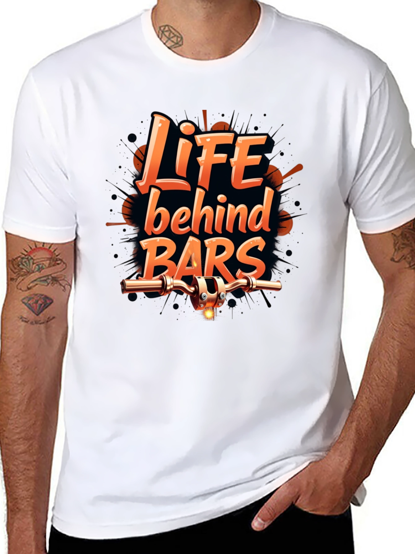 Life Behind Bars Graphic Tee - Biker T-Shirt