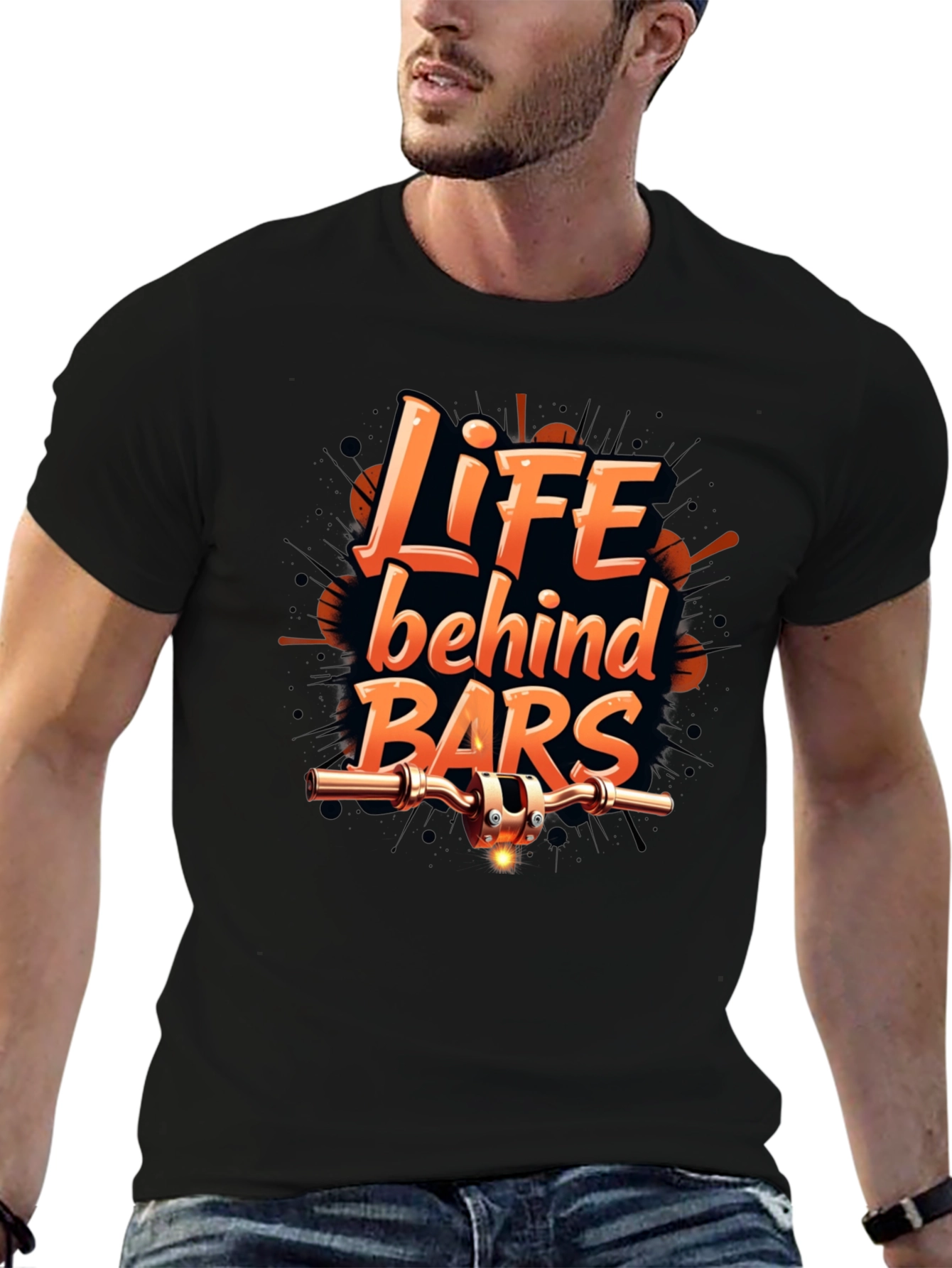 Life Behind Bars Graphic Tee - Biker T-Shirt