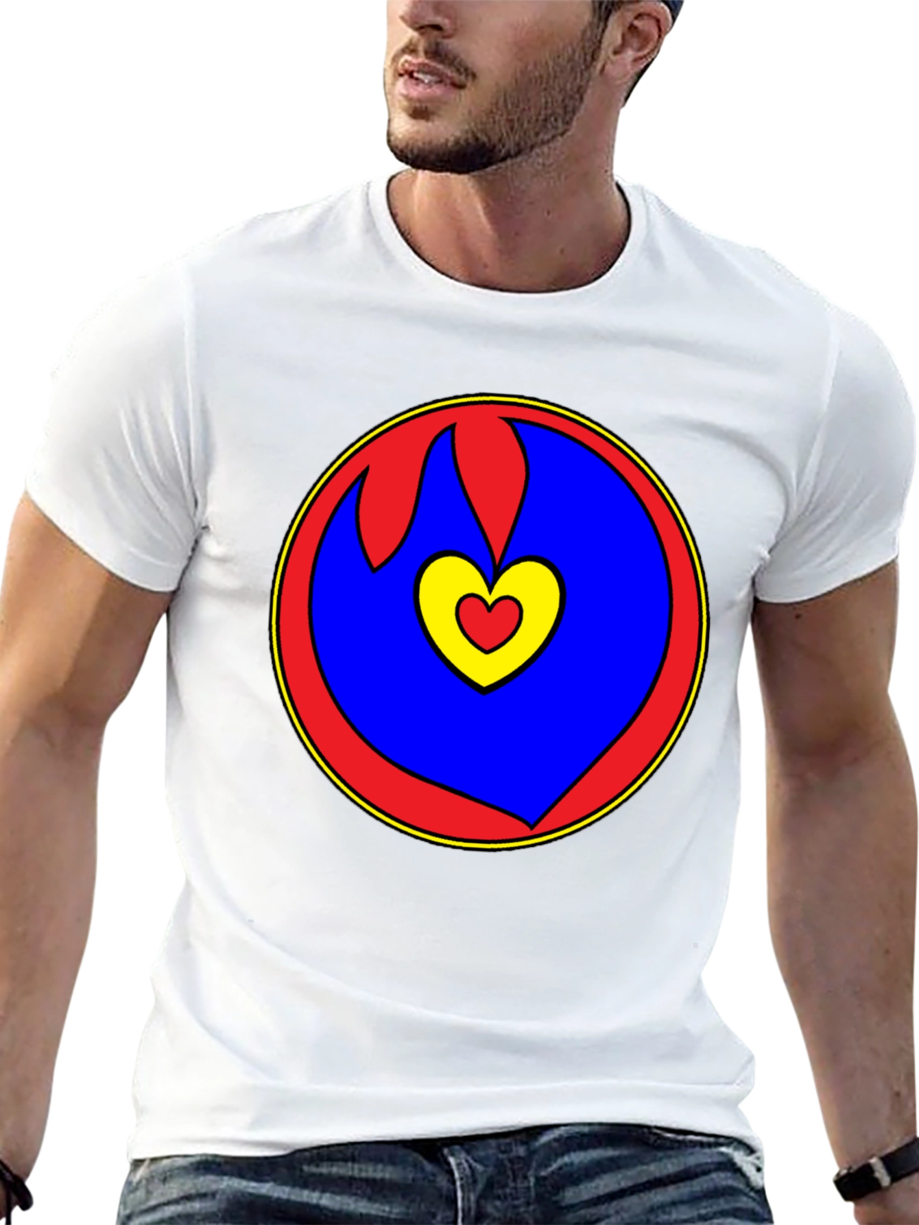Heart Circle Graphic Tee - Black Casual Shirt