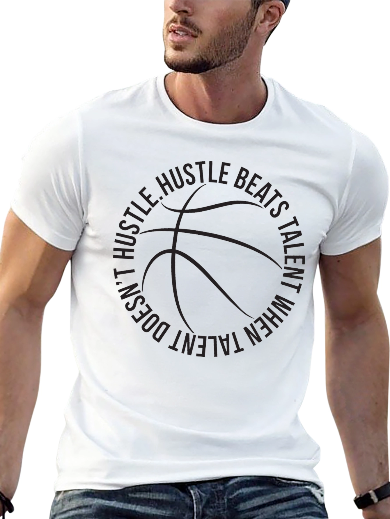Hustle Beats Talent Black Graphic Tee