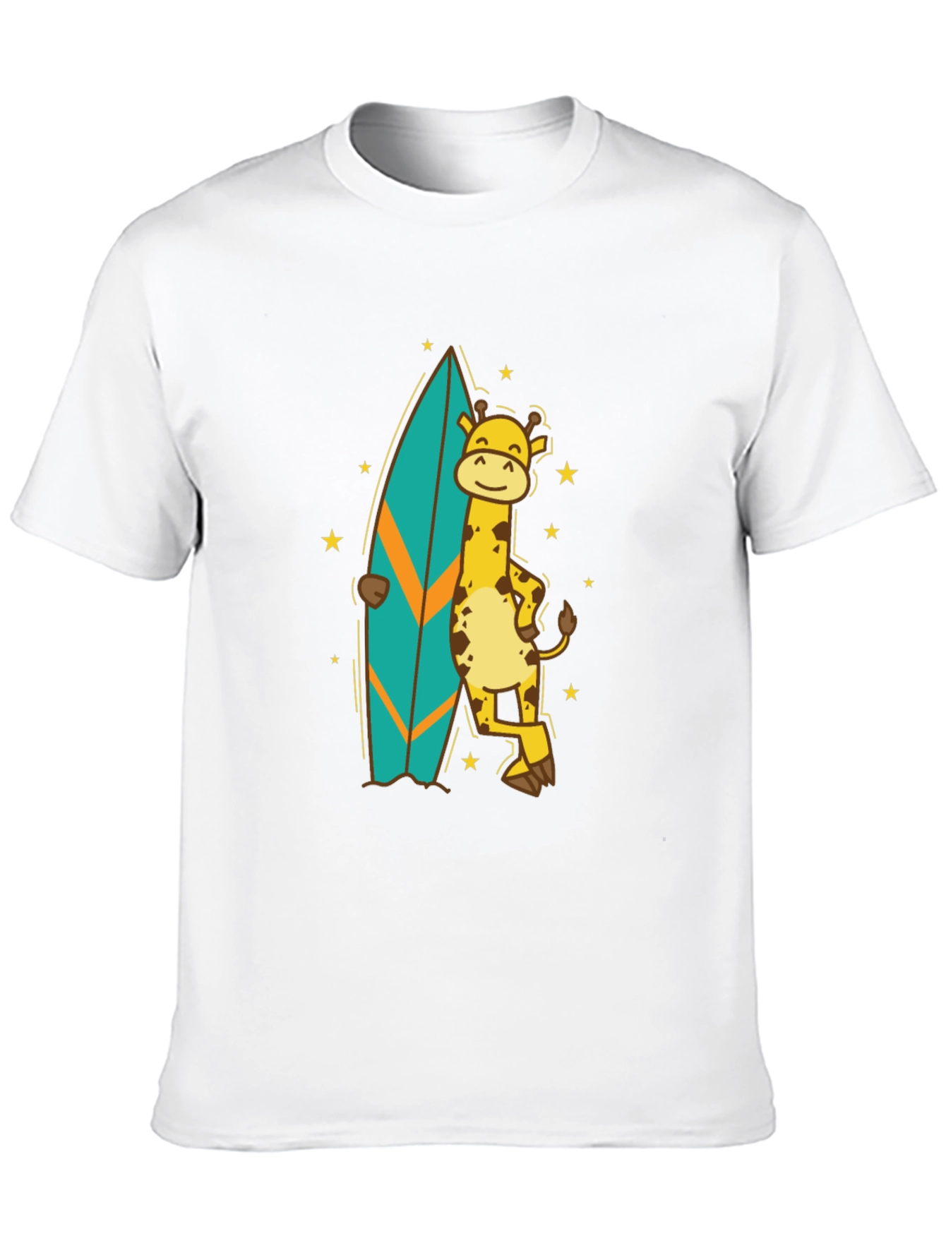 Surfing Giraffe T-Shirt - Black Cotton Tee