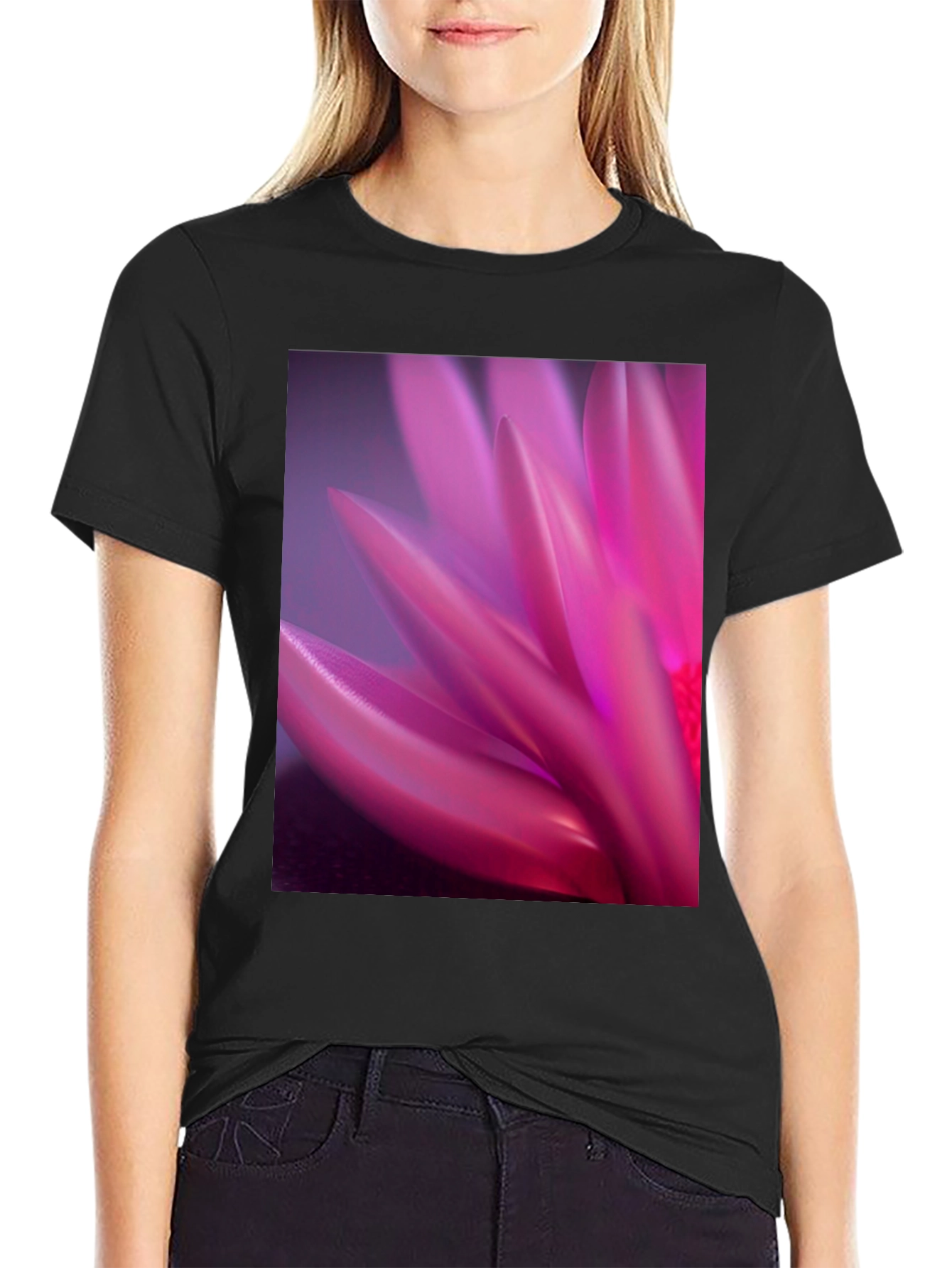 Floral Petal T-Shirt - Black