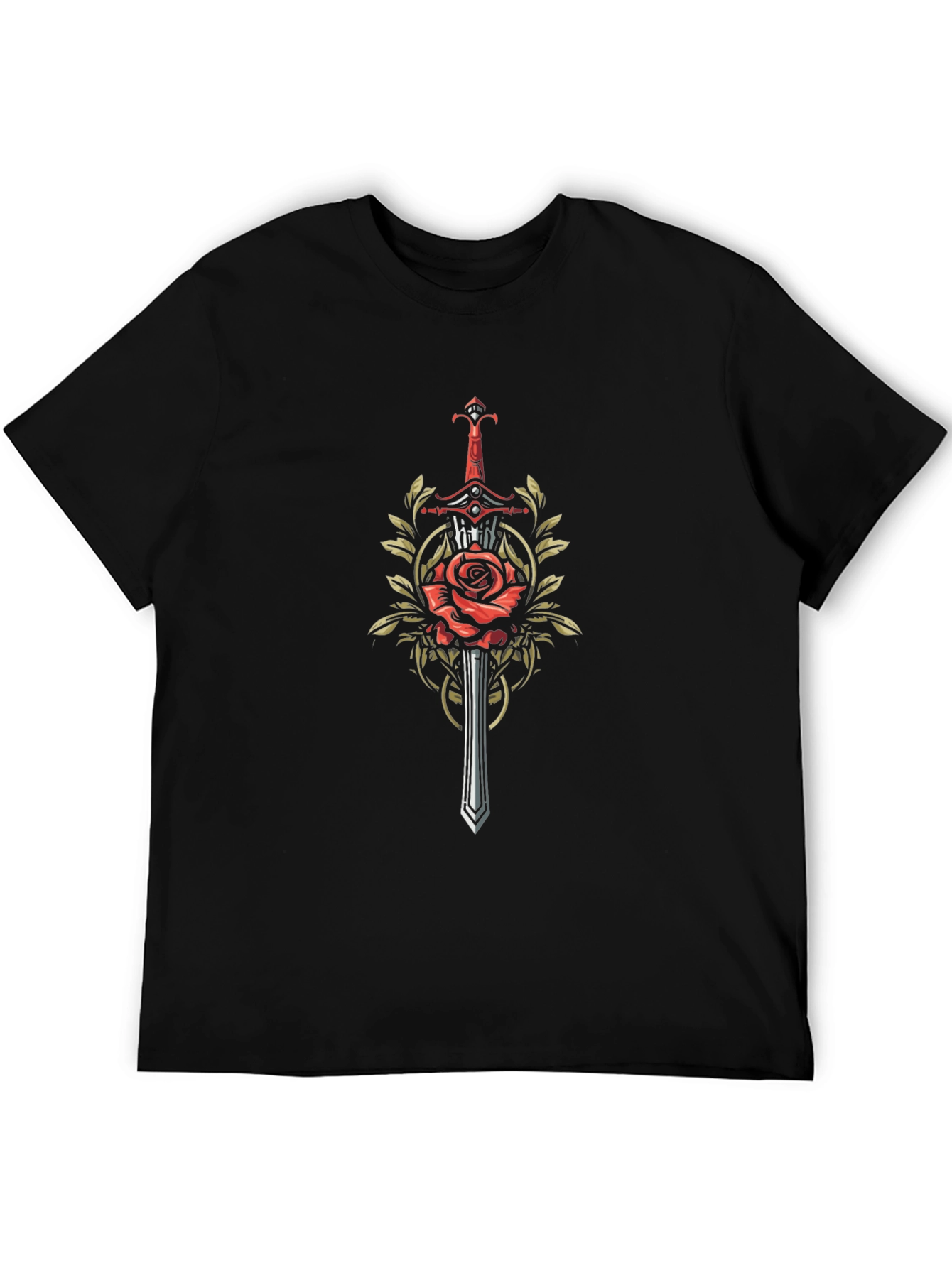 Rose & Sword Graphic Tee - Edgy Style