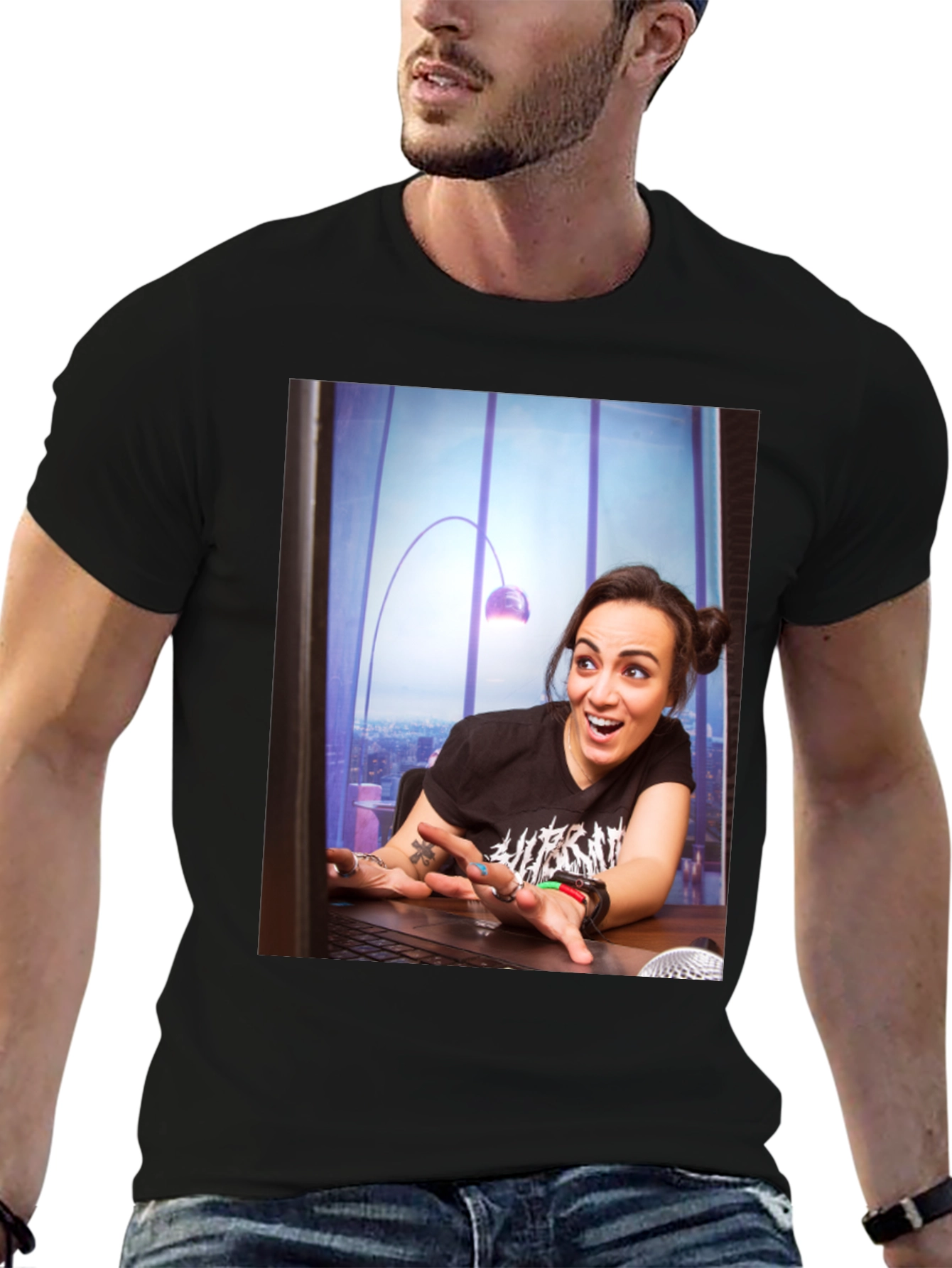 Statement Tee with Edgy Graphic Print
