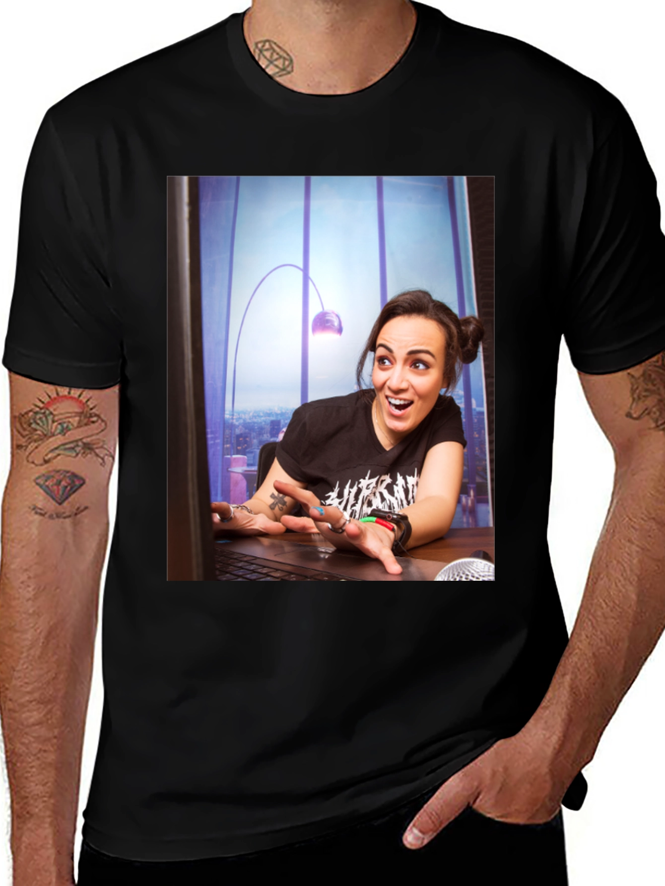Statement Tee with Edgy Graphic Print