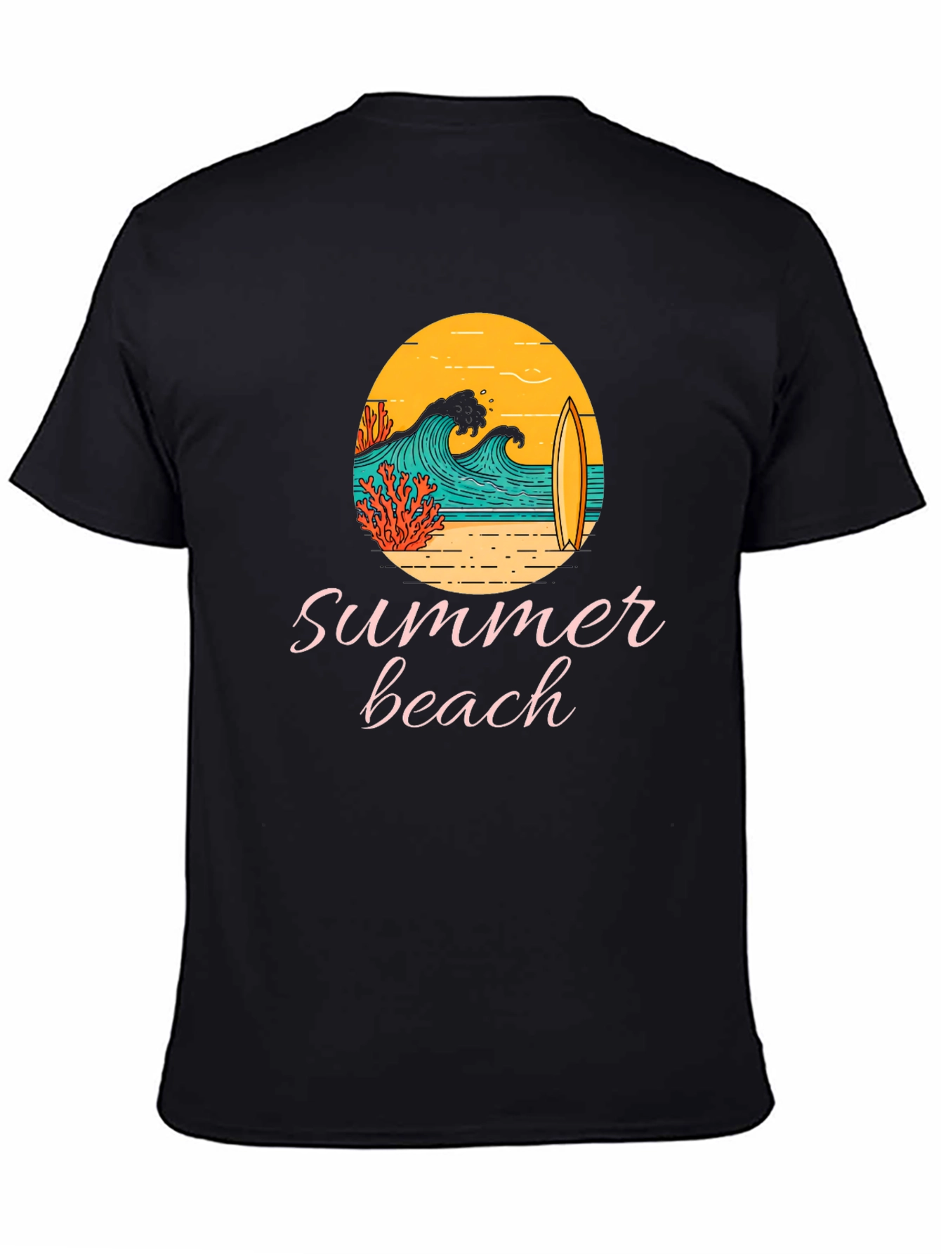Summer Beach Graphic Tee - Black