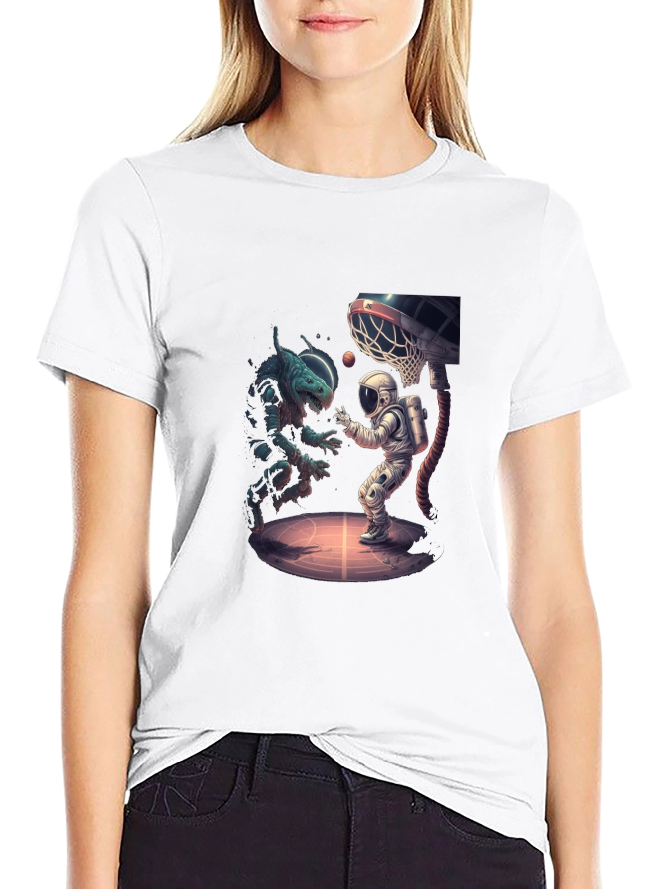 Cosmic Basketball T-Shirt - Alien vs Astronaut