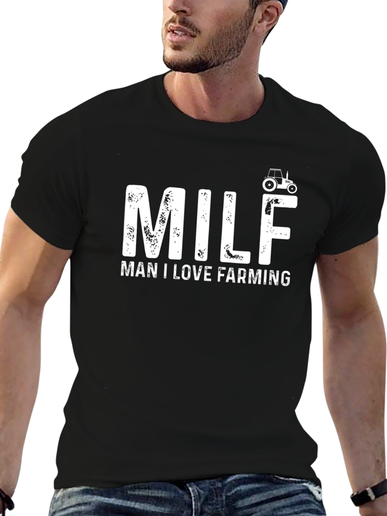 Man I Love Farming Black Graphic T-Shirt