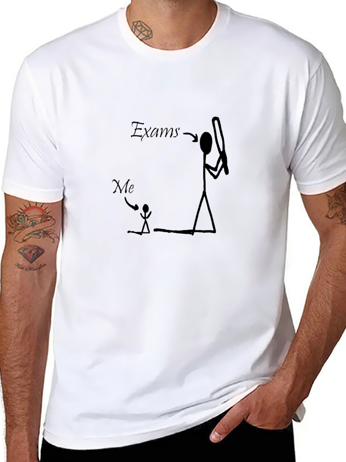 Exams vs Me Black Graphic Tee