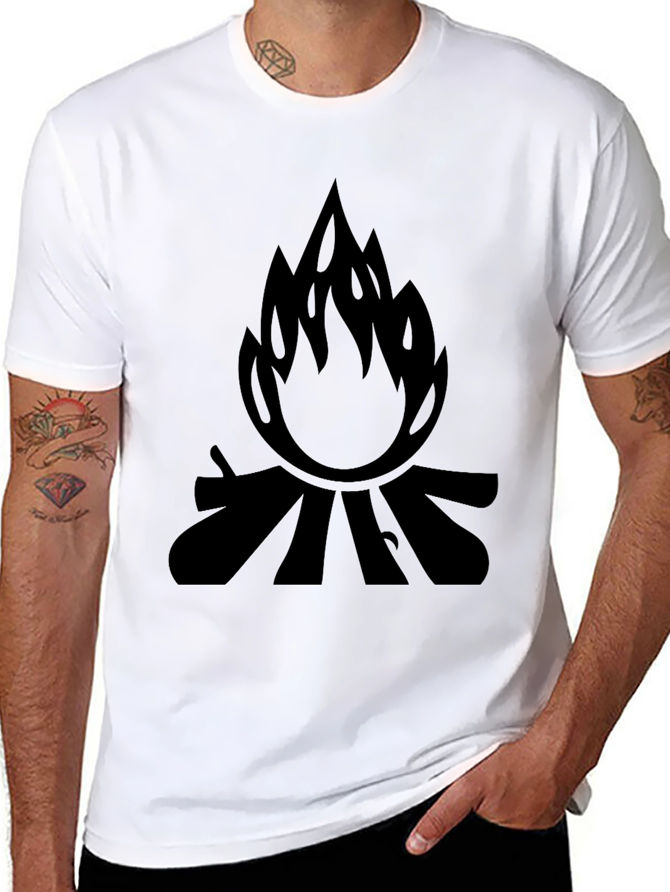 Campfire Graphic T-Shirt - Black Cotton Tee