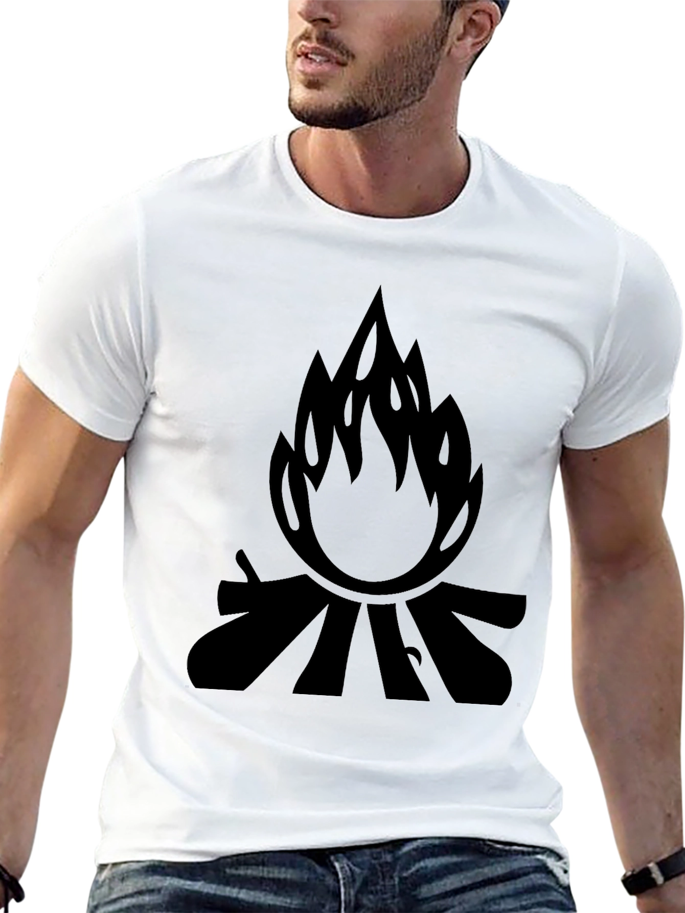 Campfire Graphic T-Shirt - Black Cotton Tee
