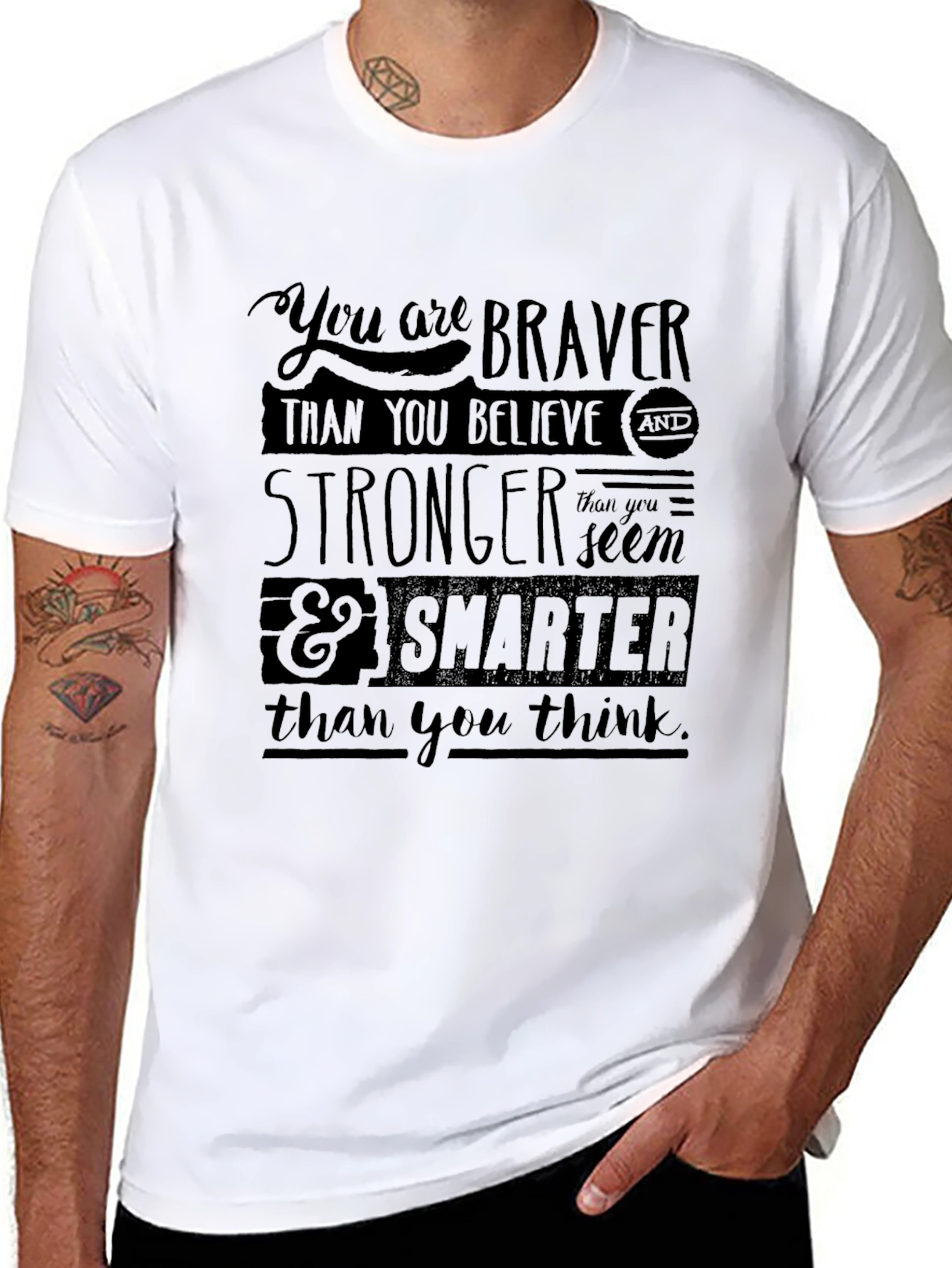 Inspirational Graphic Tee - Braver Stronger Smarter