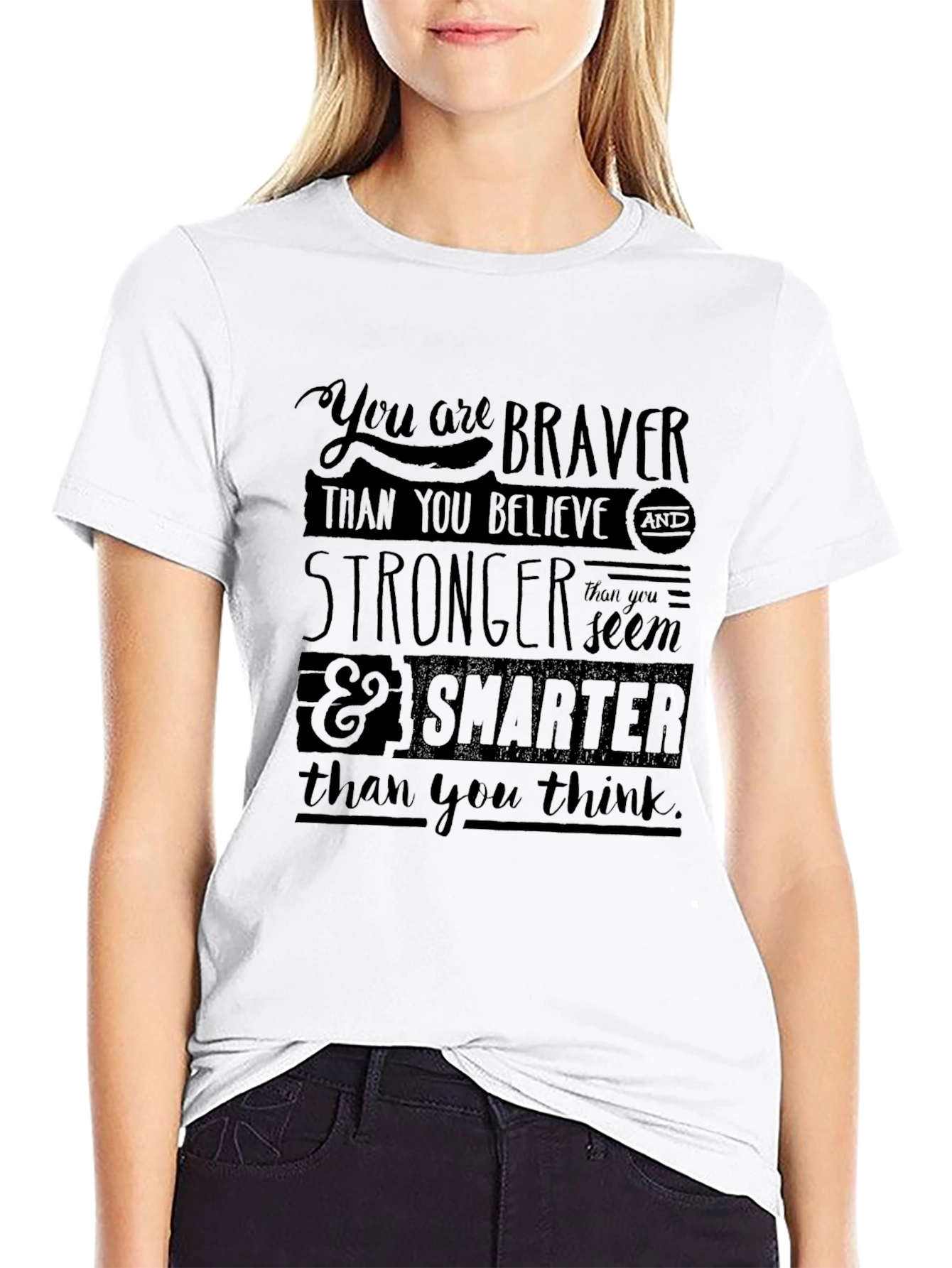 Inspirational Graphic Tee - Braver Stronger Smarter