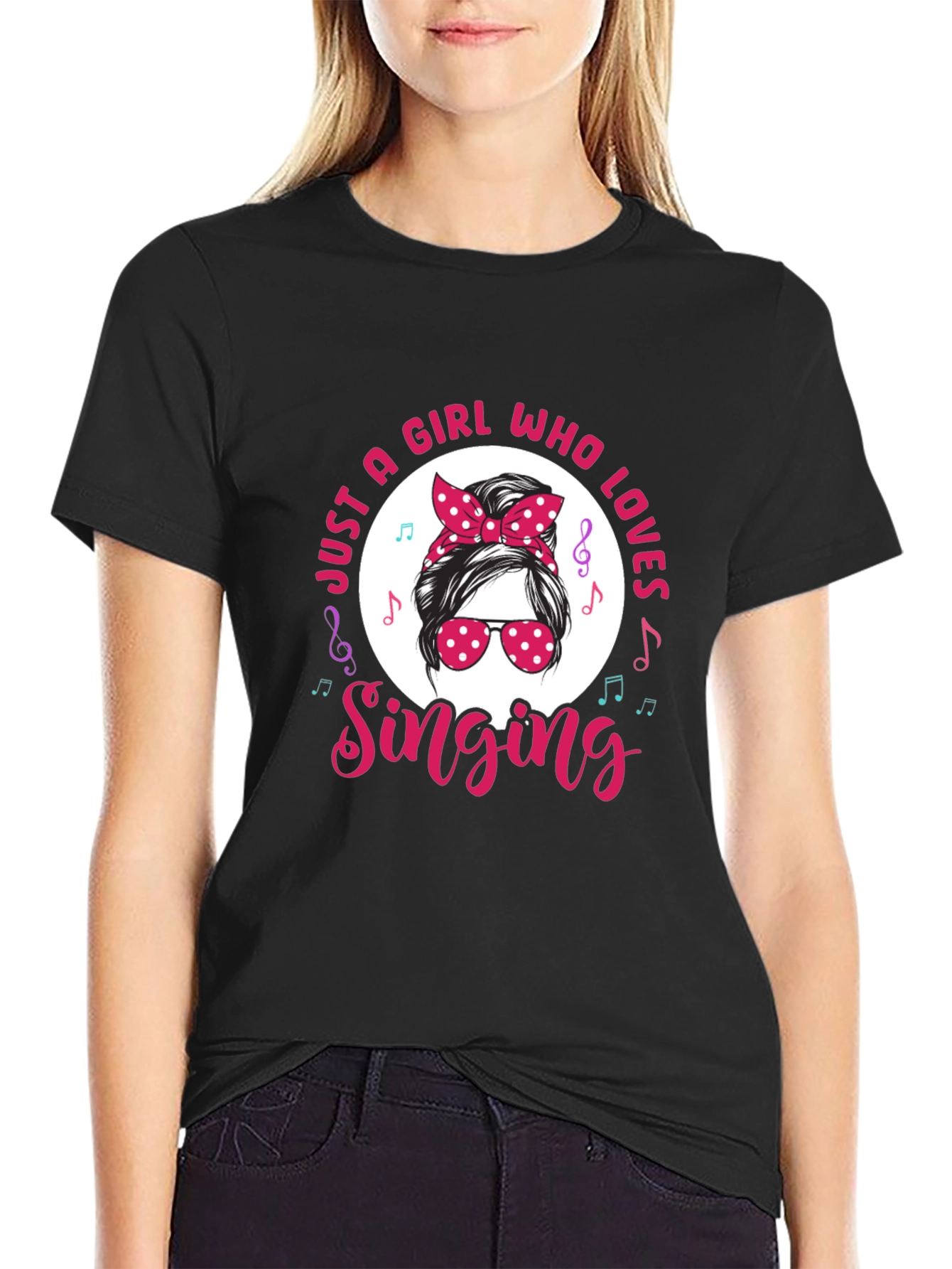 Singing Girl Messy Bun T-Shirt