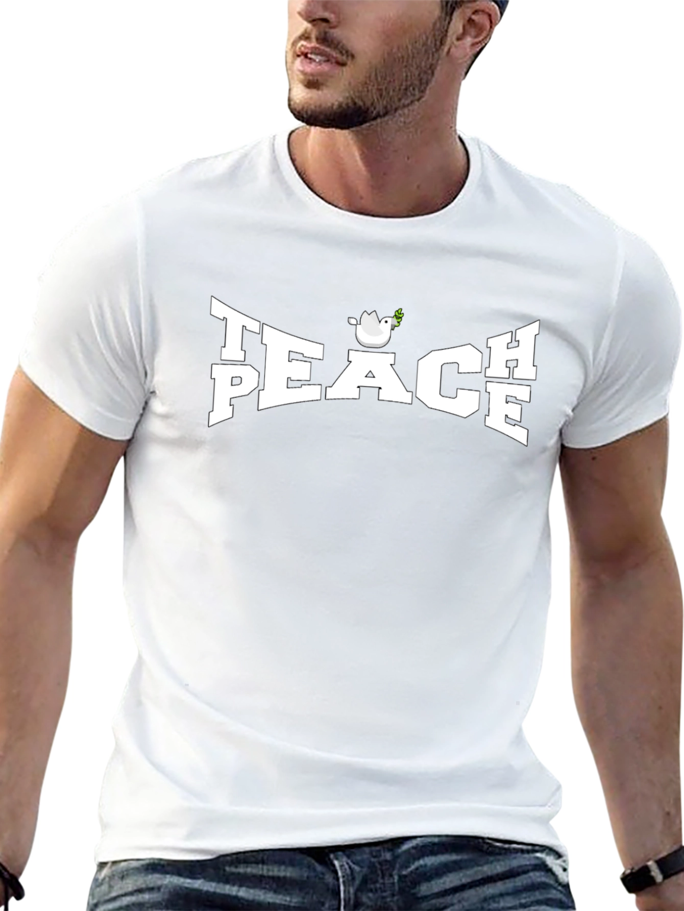 Peace Dove Graphic Tee - Black Cotton T-Shirt