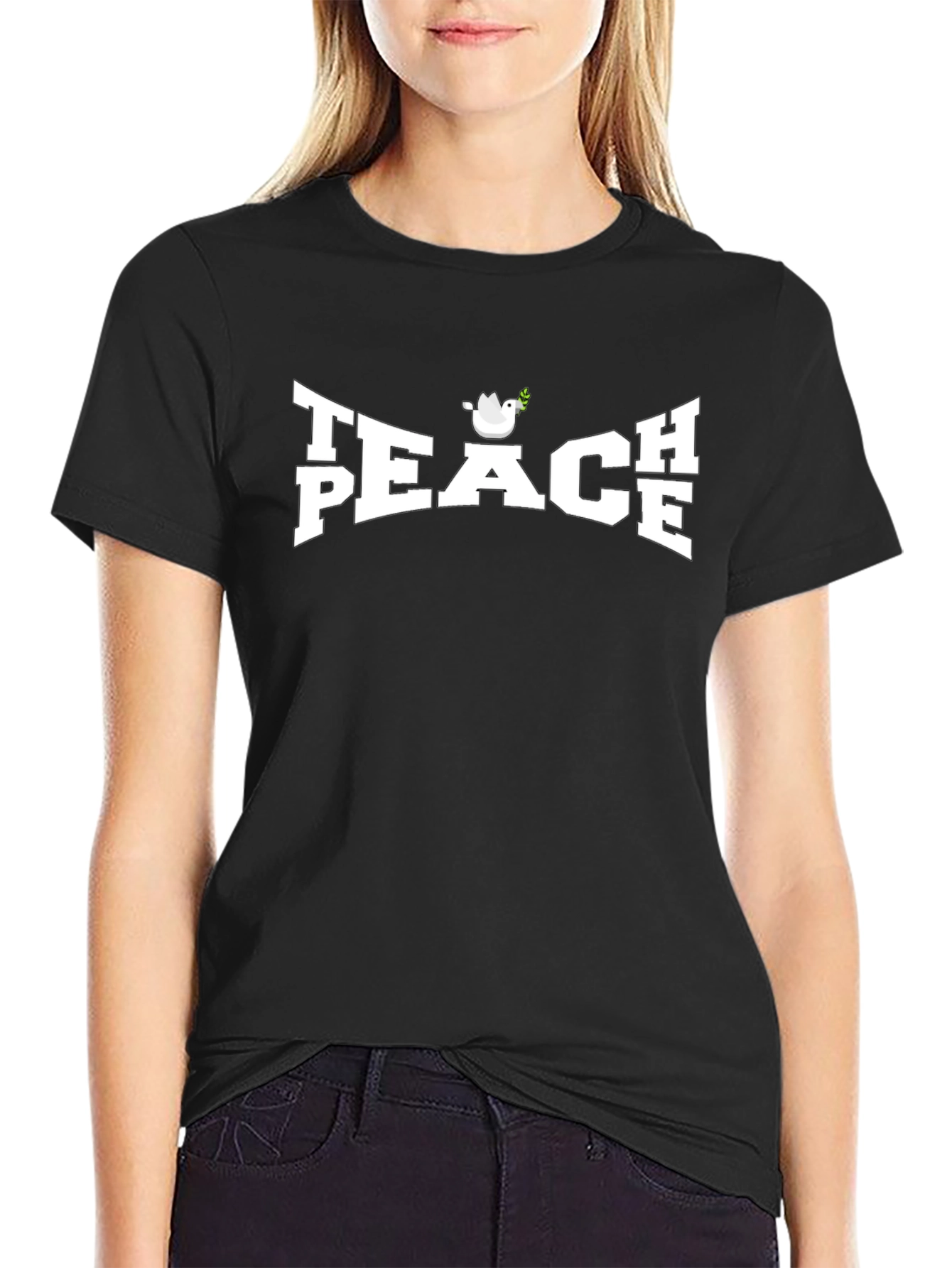 Peace Dove Graphic Tee - Black Cotton T-Shirt