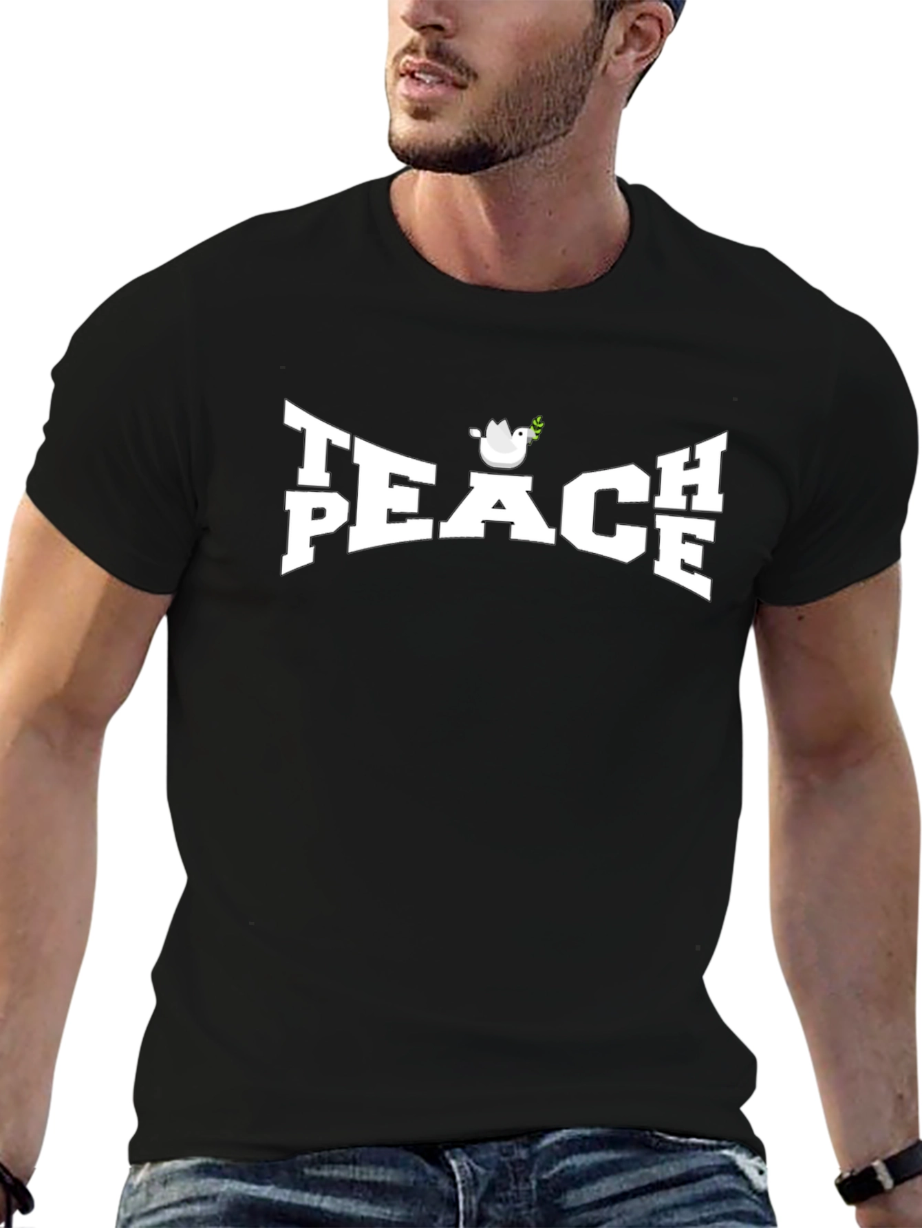 Peace Dove Graphic Tee - Black Cotton T-Shirt