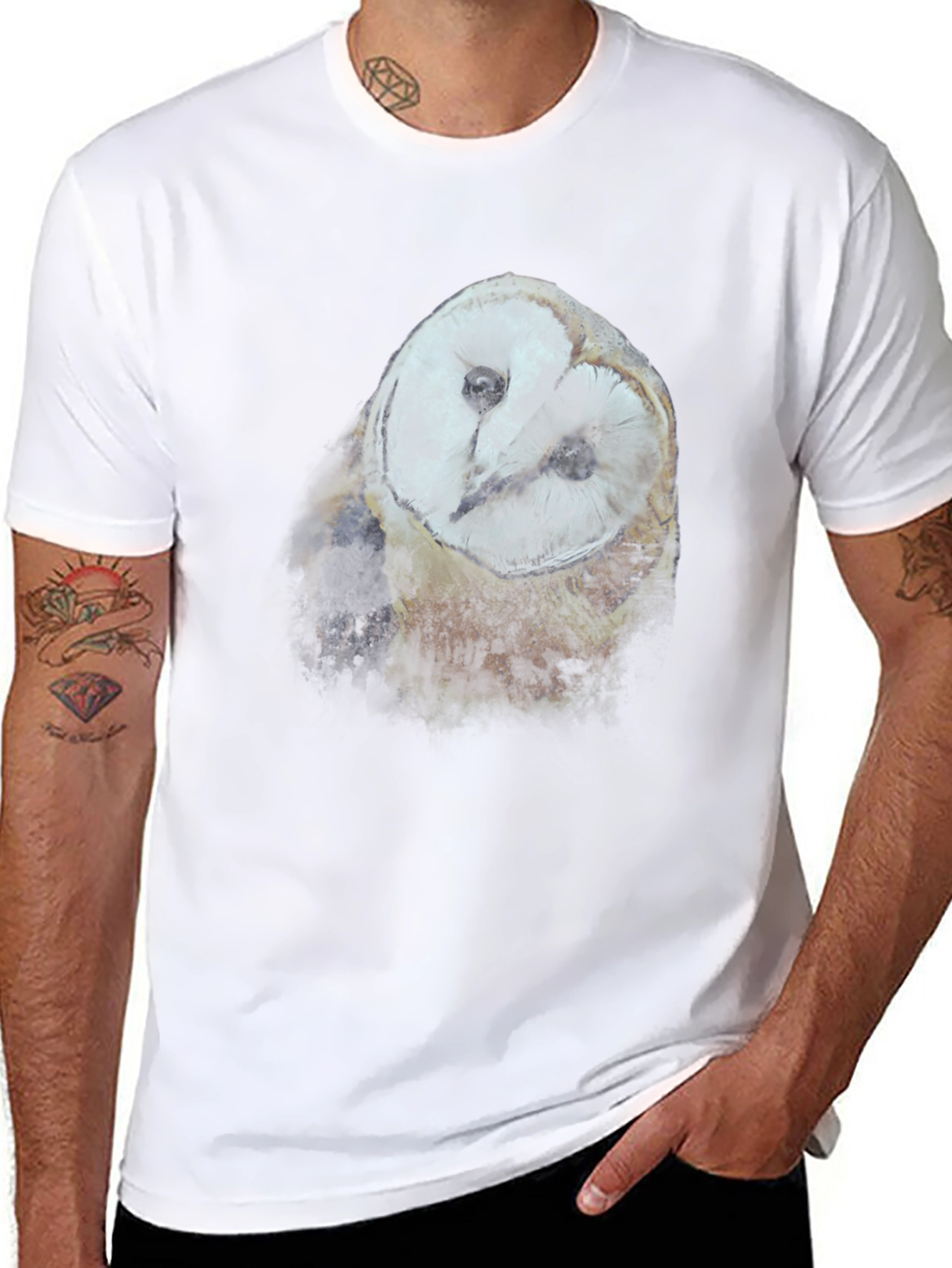 Owl Graphic T-Shirt - Black