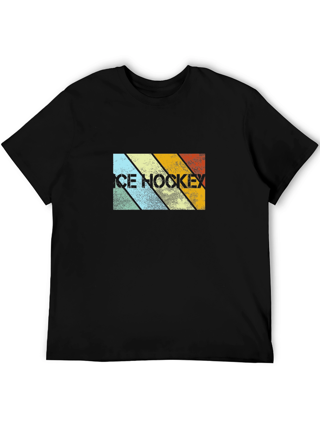 Retro Ice Hockey Graphic Tee - Black