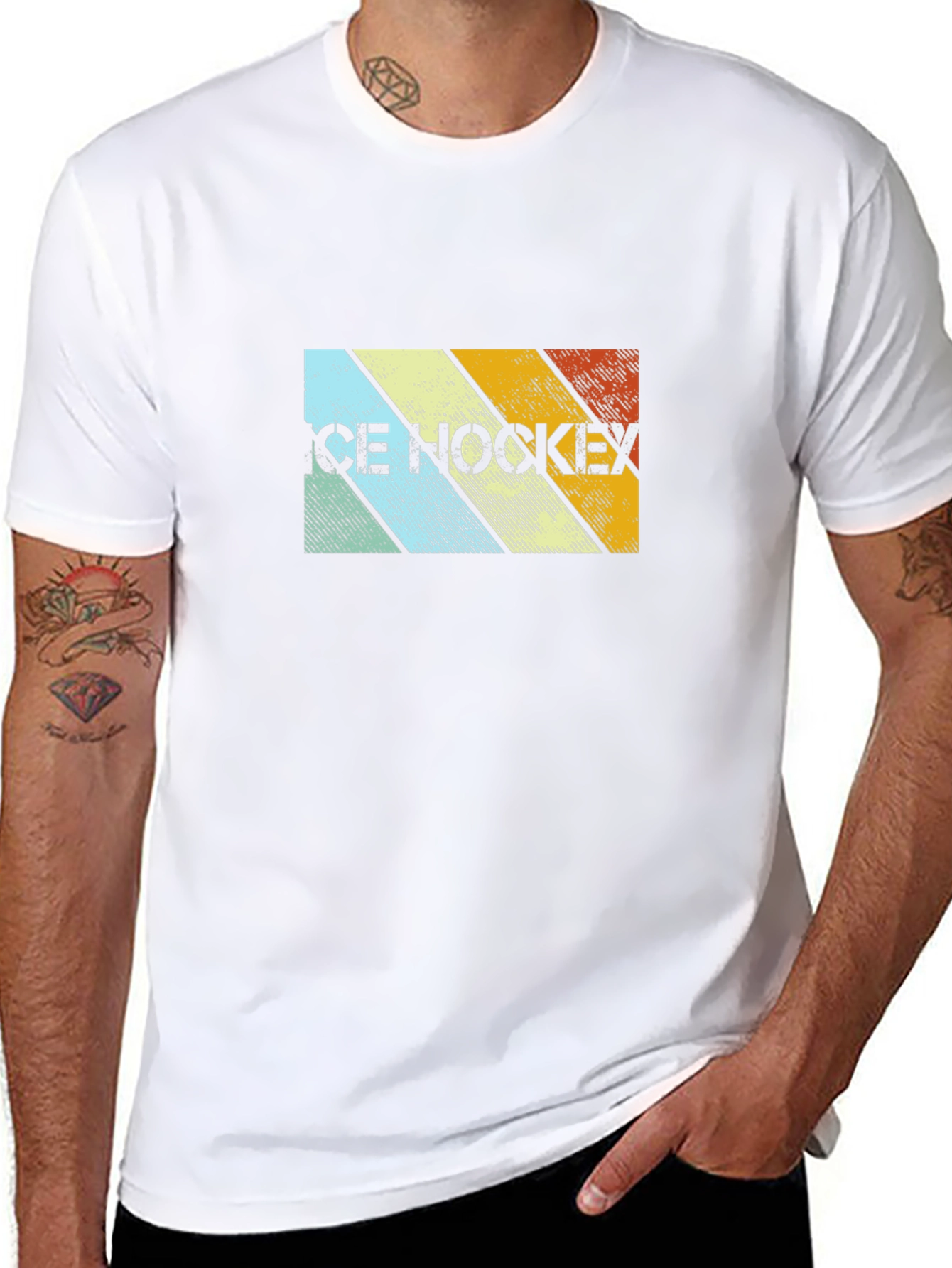 Retro Ice Hockey Graphic Tee - Black